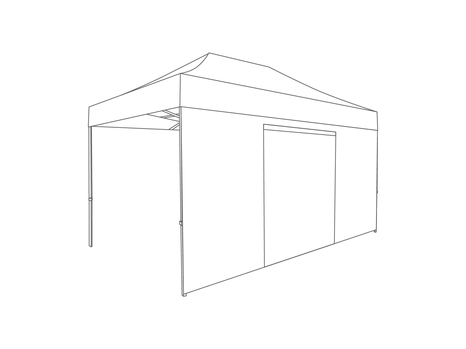 Pared lateral con puerta - 4,5m - PVC blanco