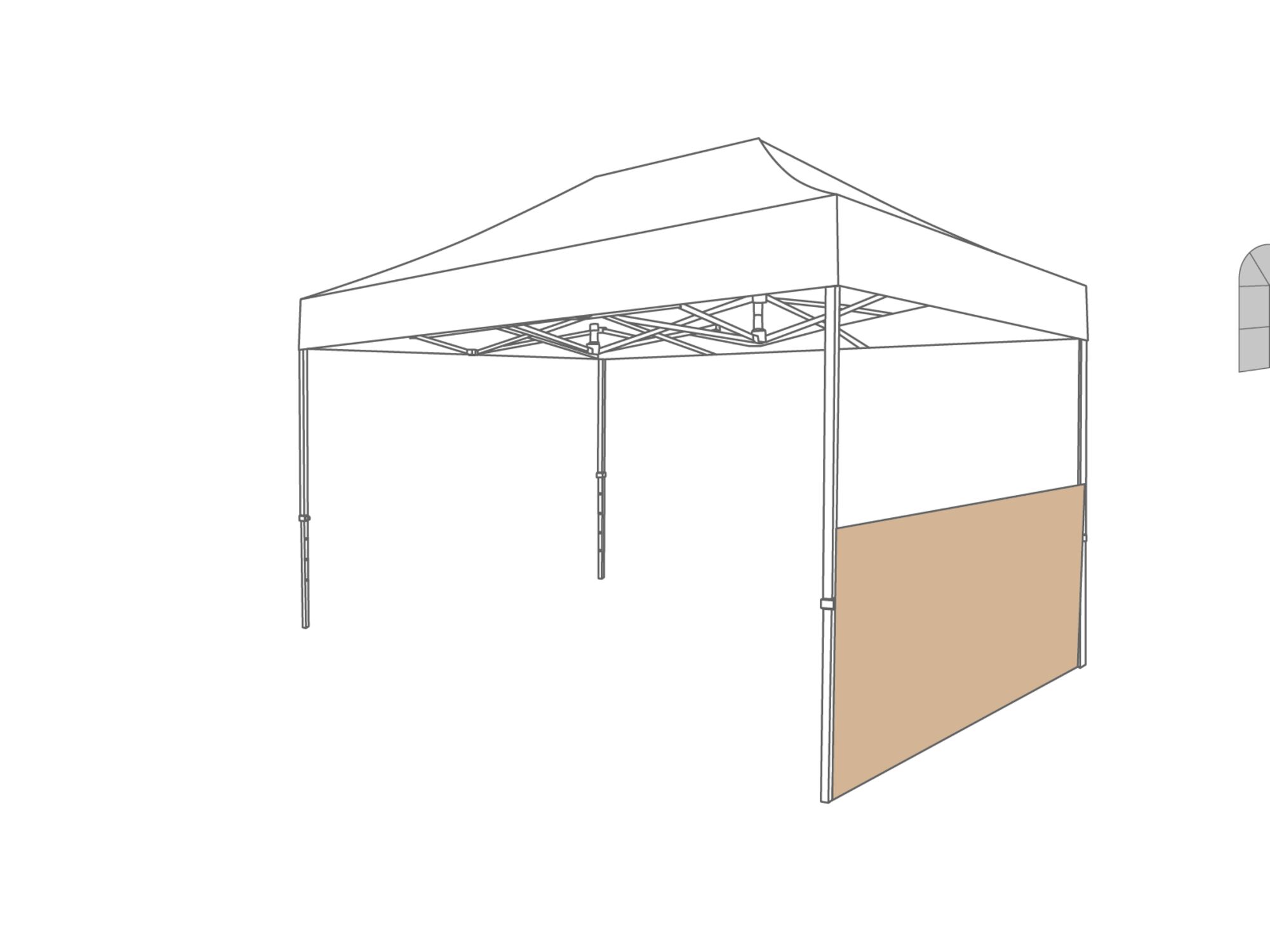 Folding tent Halfwall for bar - 2m - Sand