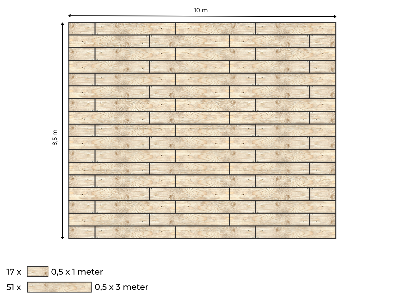Suelo de madera completo para carpa beduina de 8.5 x 10 m