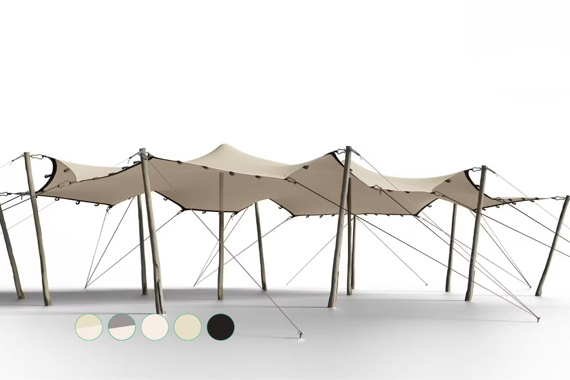 Triflexx stretch tent canvas (560 g/m²) with loops - 6,5 x 10 m Sand/Cream