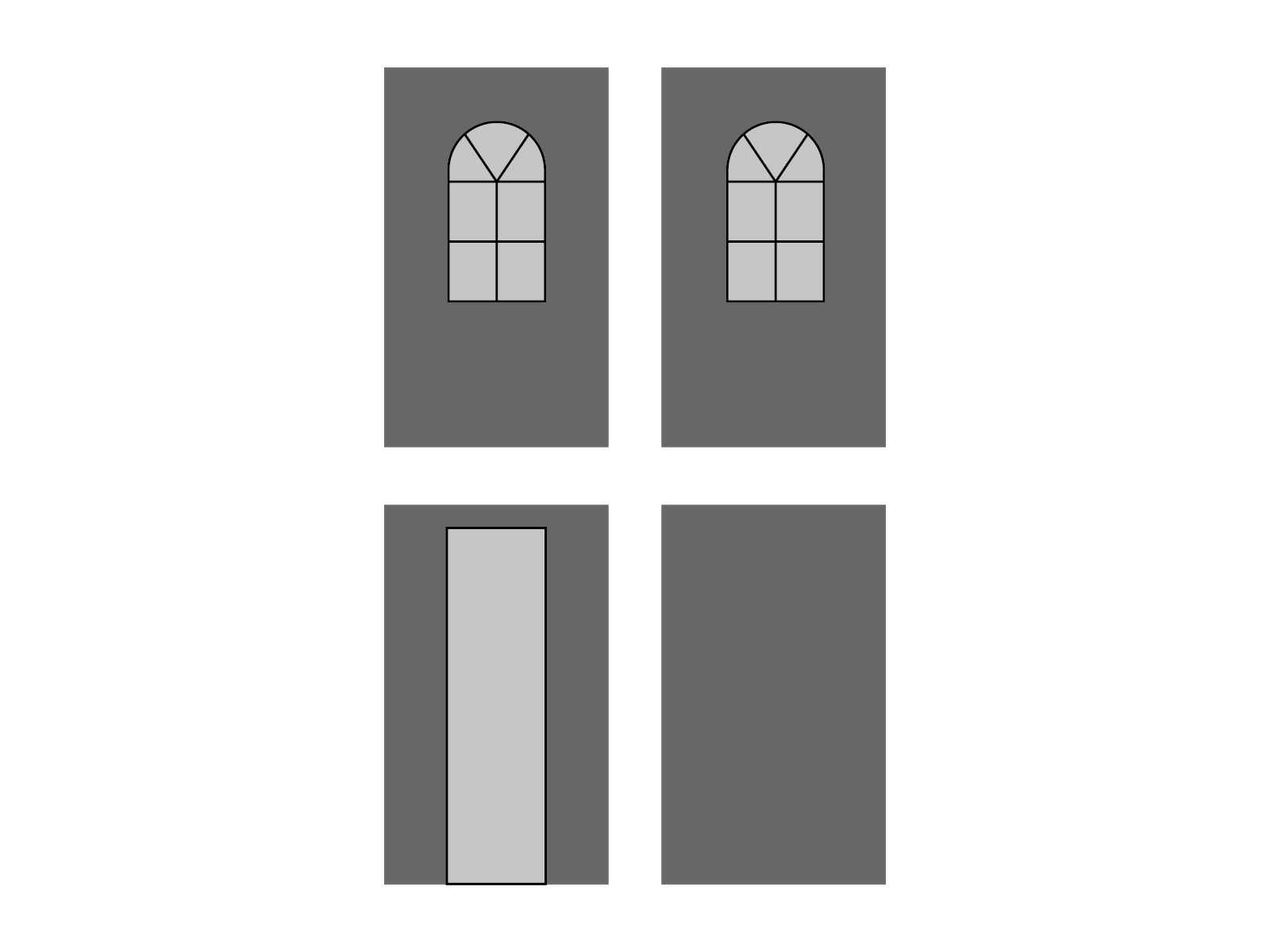 Folding tent Sidewall set with carry bag - Arched windows - 1,5x1,5 m - Polyester Anthracite