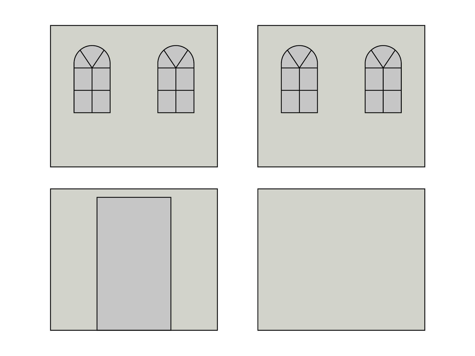 Faltpavillon Seitenwandset mit Tragetasche - Bogenfenster - 3 x 3 m - Polyester hellgrau