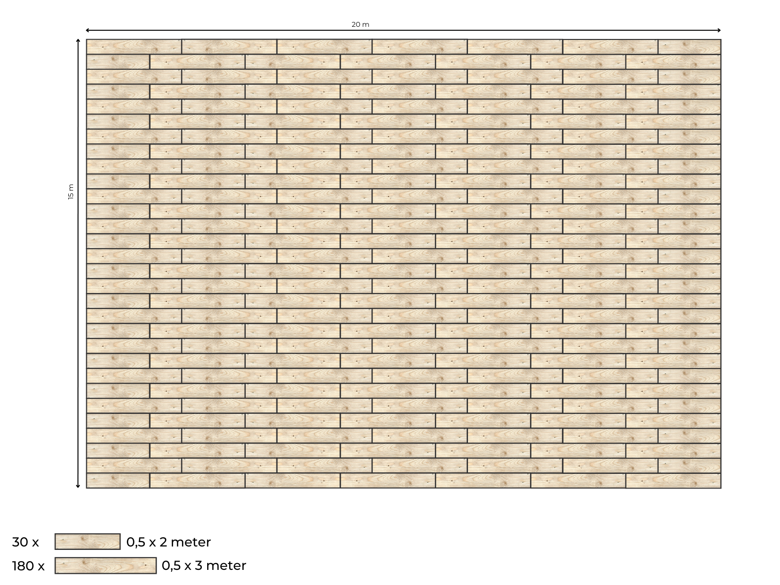 Suelo de madera completo para carpa beduina de 15 x 20 m