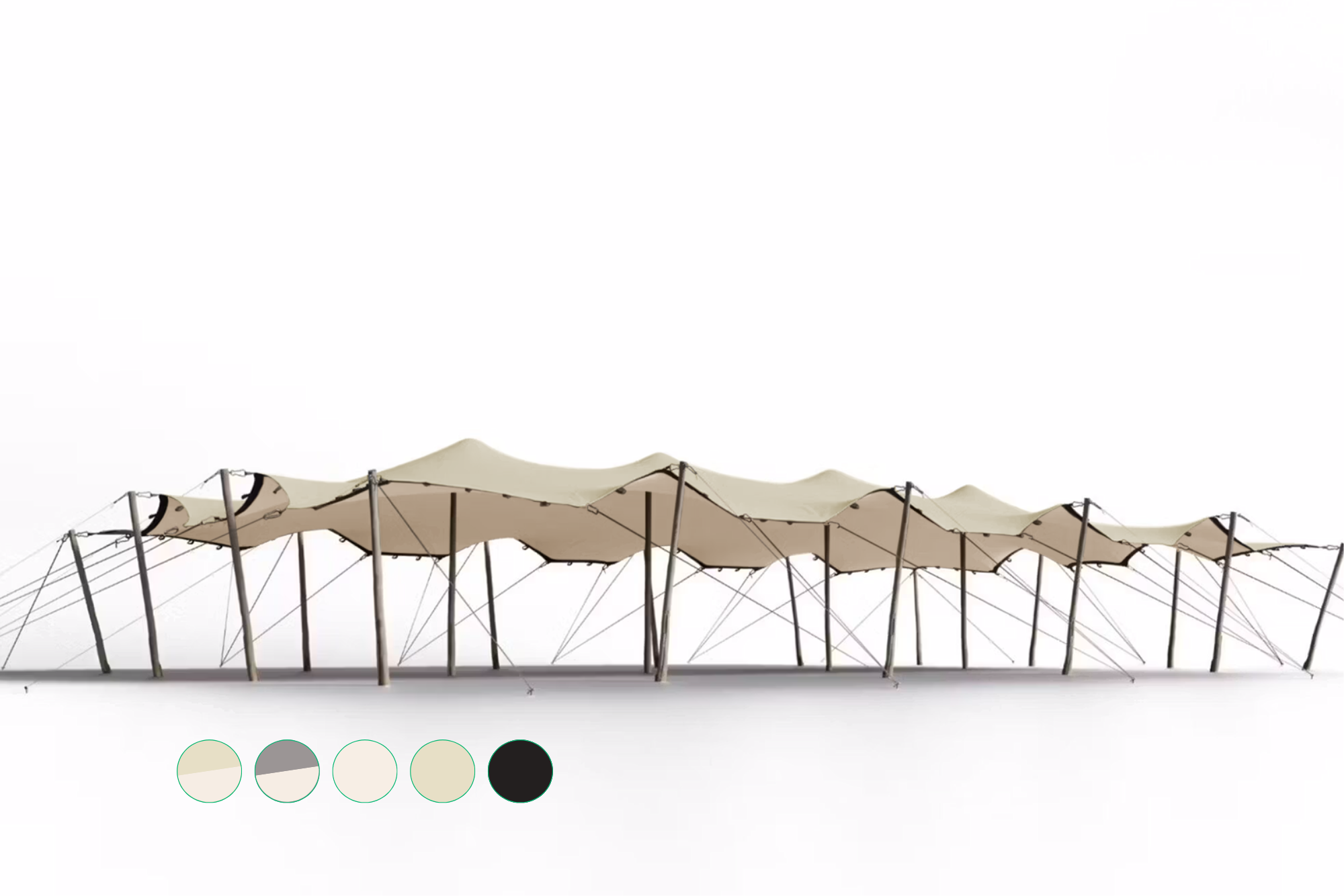 Triflexx Stretchzelt Plane (560 g/m²) mit Schleifen - 10 x 21,5 m Sand/Creme