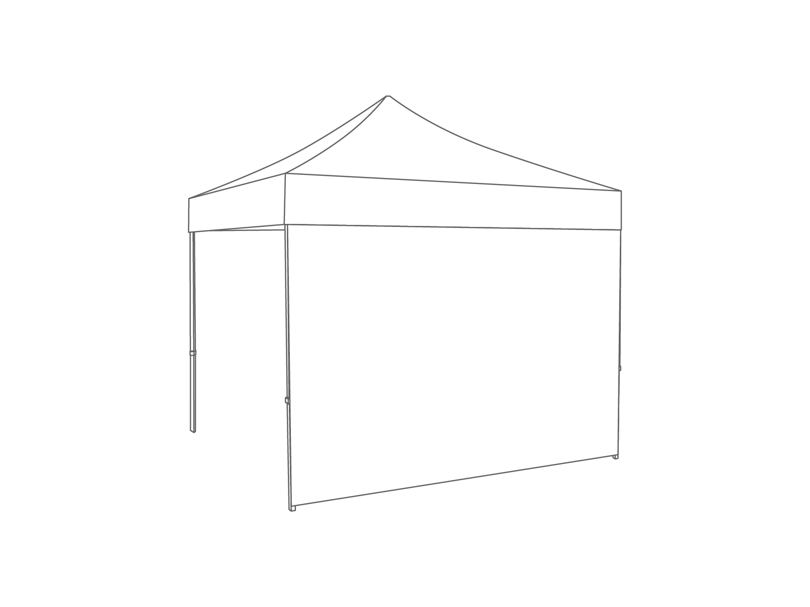 Folding tent Sidewall closed - 4m - Polyester White