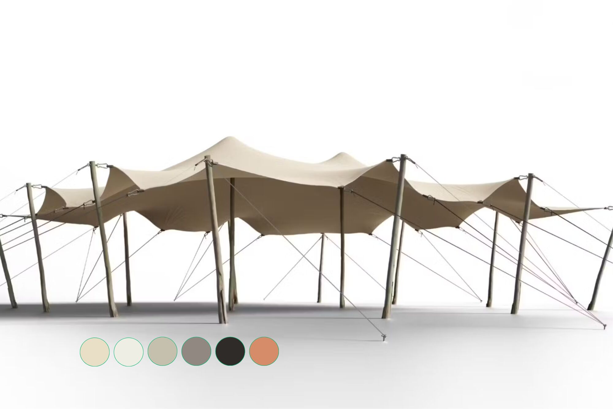 Hiflexx stretchtent zeil (740 g/m²) met klemmen - 10 x 10,5 m Zand/Zand