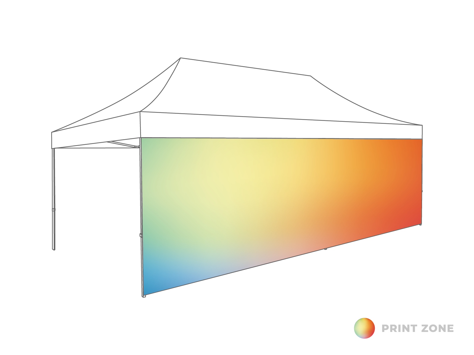 DON'T USE-Folding tent Sidewall closed - 6m - Polyester (for 3x6) Print