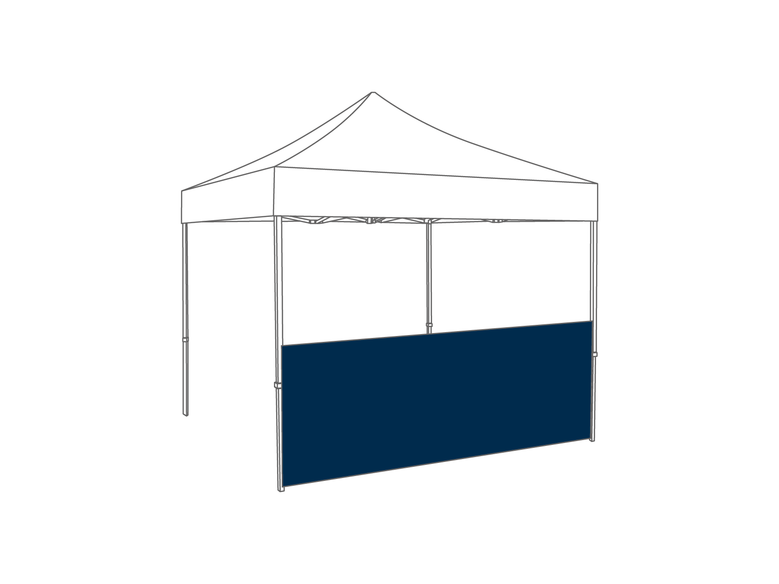 Folding tent Half wall - 4m - Polyester Dark blue