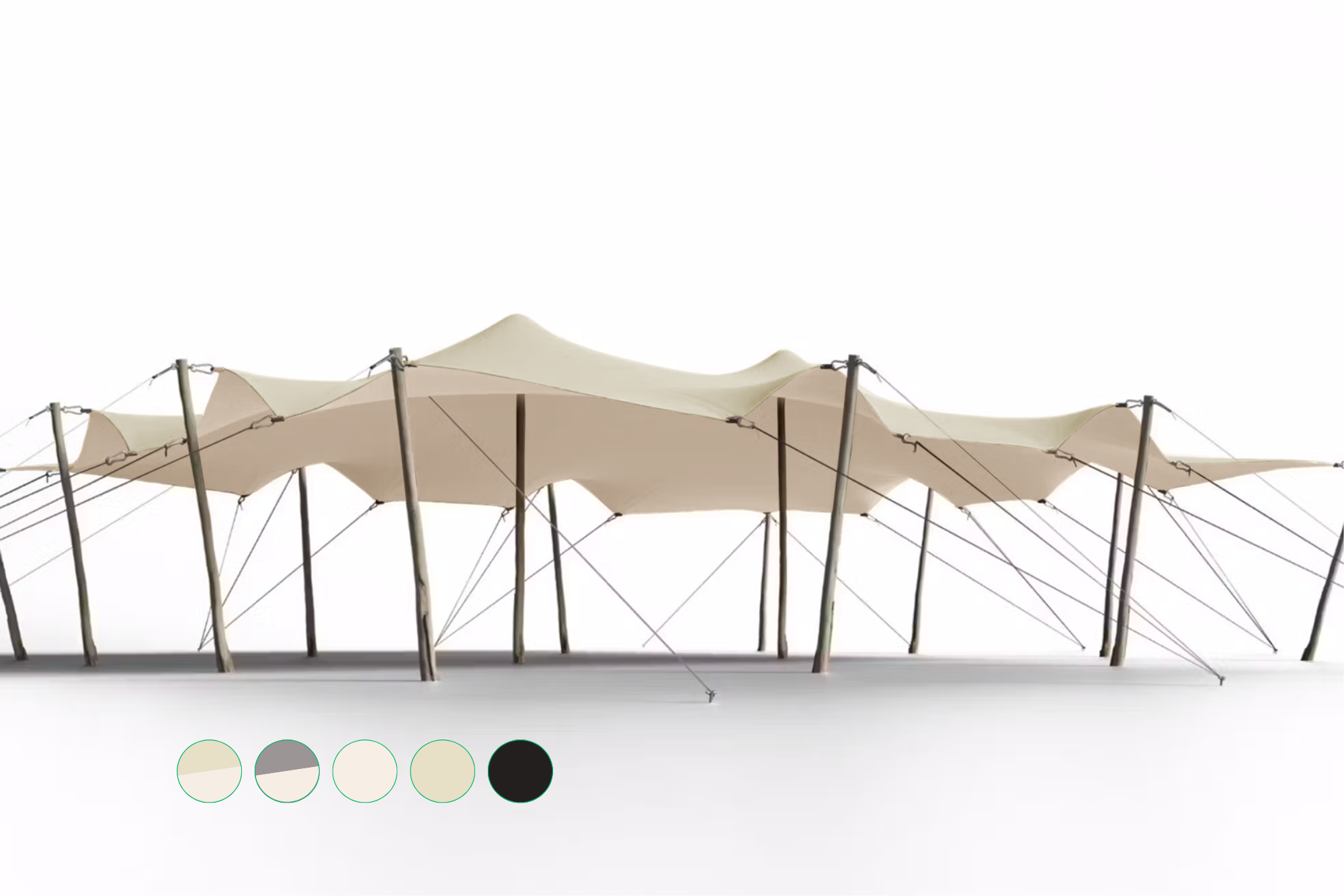 Triflexx stretch tent canvas (560 g/m²) with clamps - 10 x 12,5 m Sand/Cream