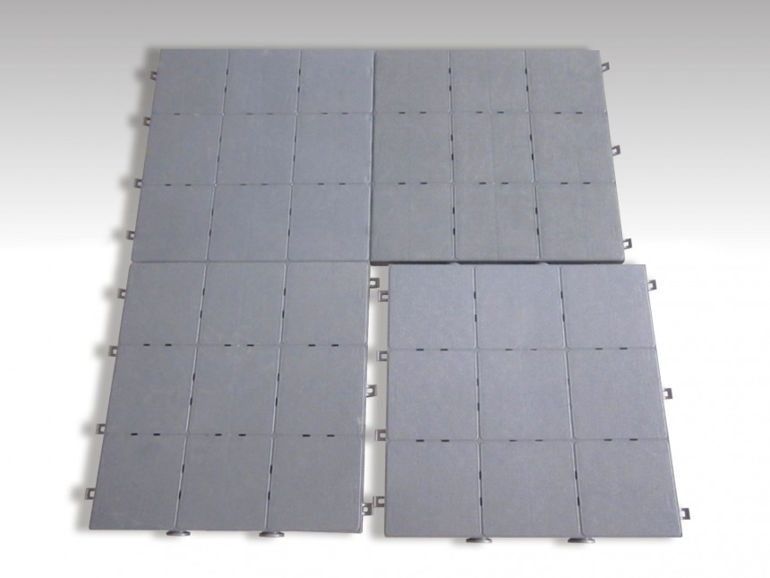 1m² floor (Set with 4 tiles) - Plastic - Grey