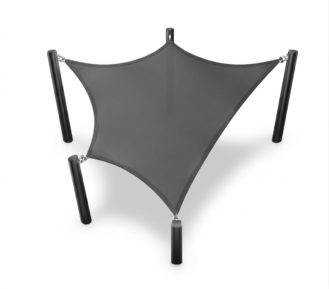 Star tent anthracite shade cloth with black poles