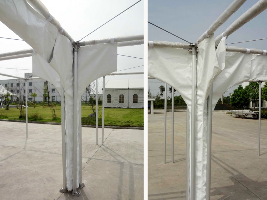 Pagoda tent Vertical rain gutter for four tents Sand