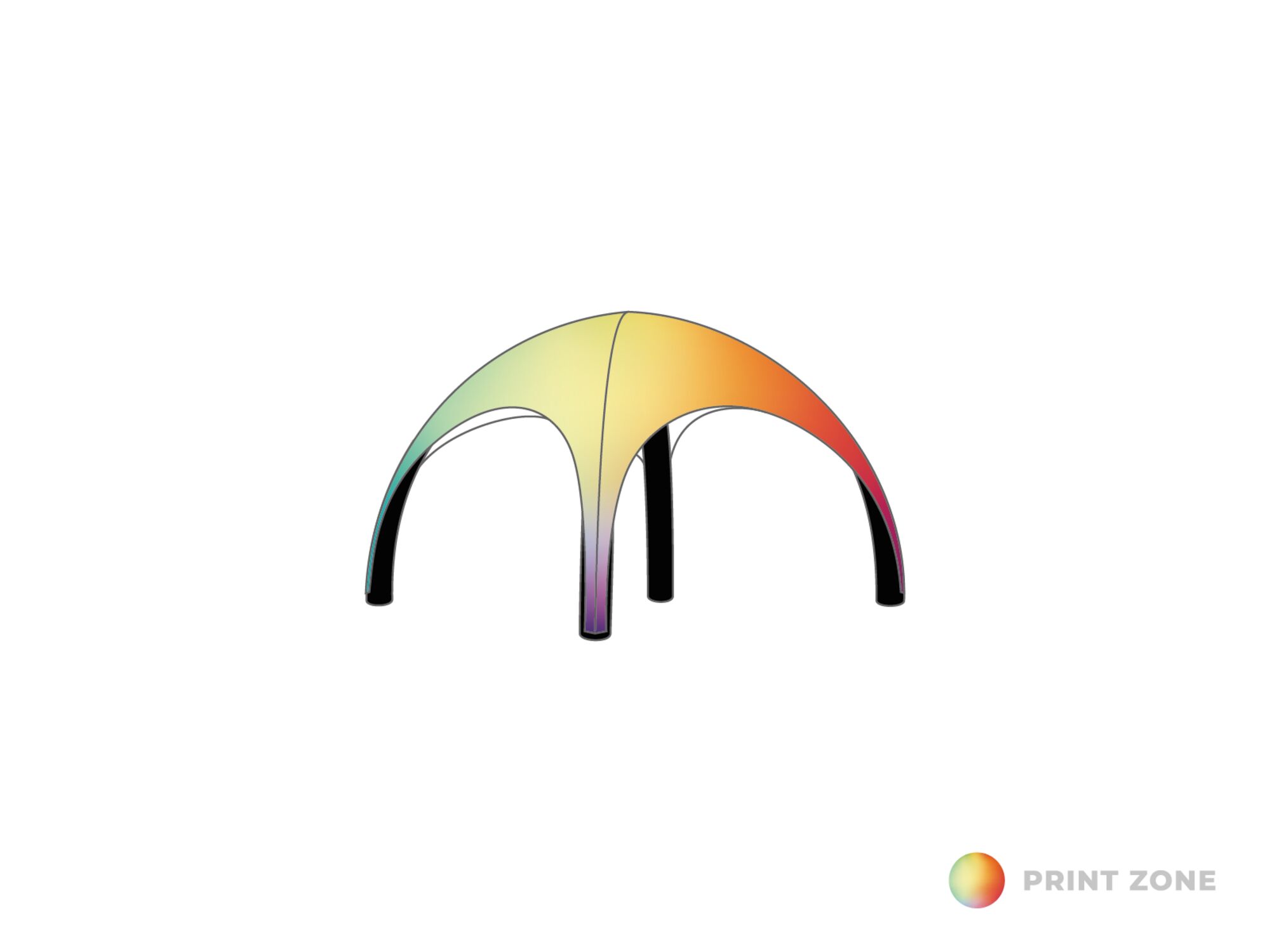 Opblaasbare tent Globe - 3x3m Zwart frame - Bedrukt dakzeil