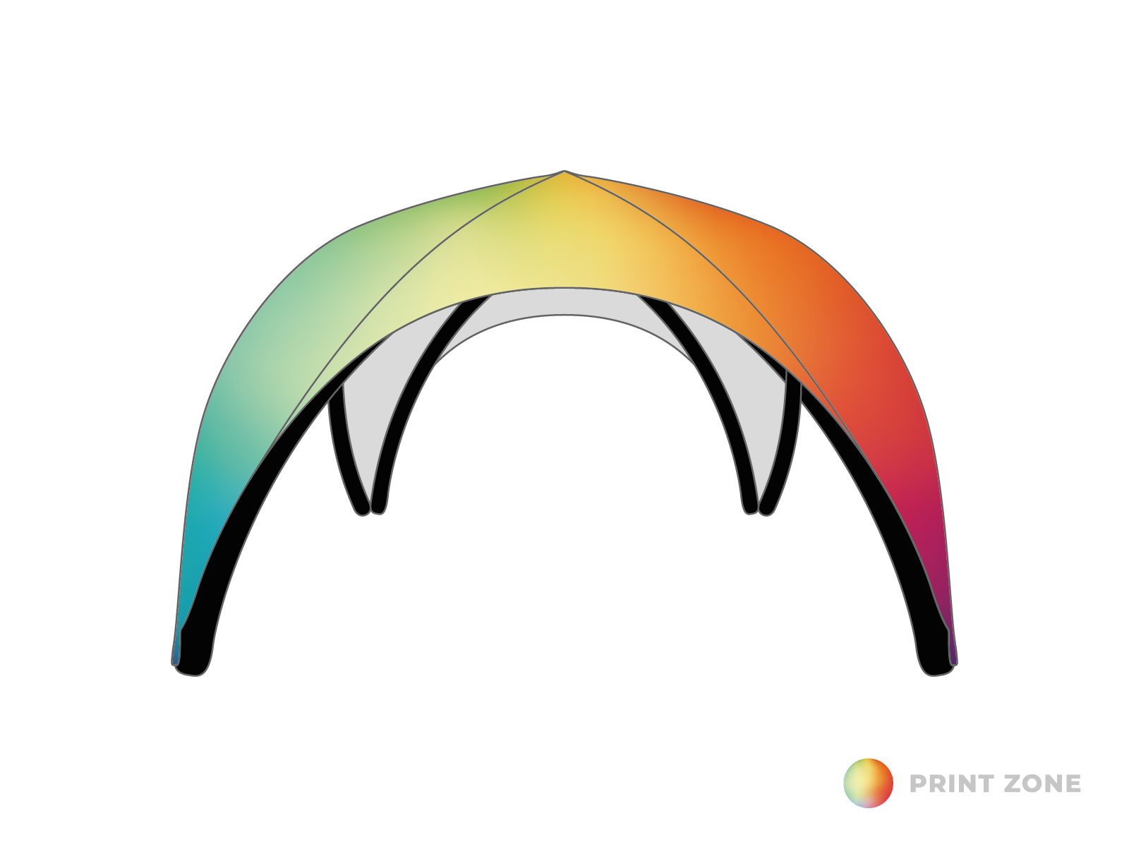 Inflatable tent Zodiac - 6x6m  - Black frame - Print roof