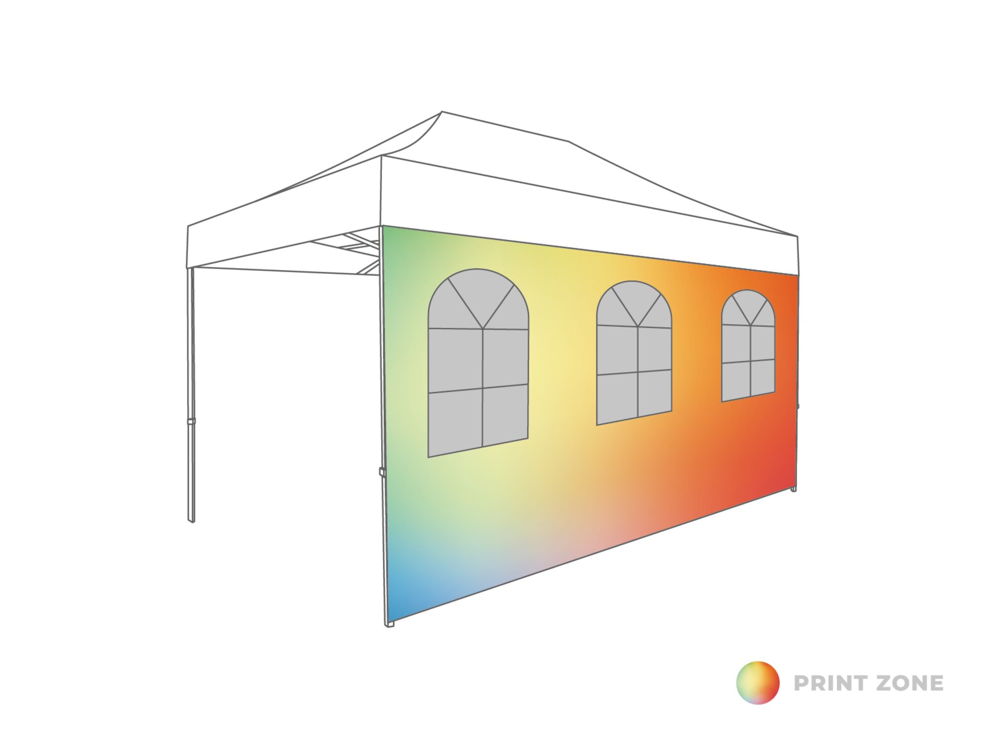 Folding tent Sidewall arched window - 4,5m - Polyester Print