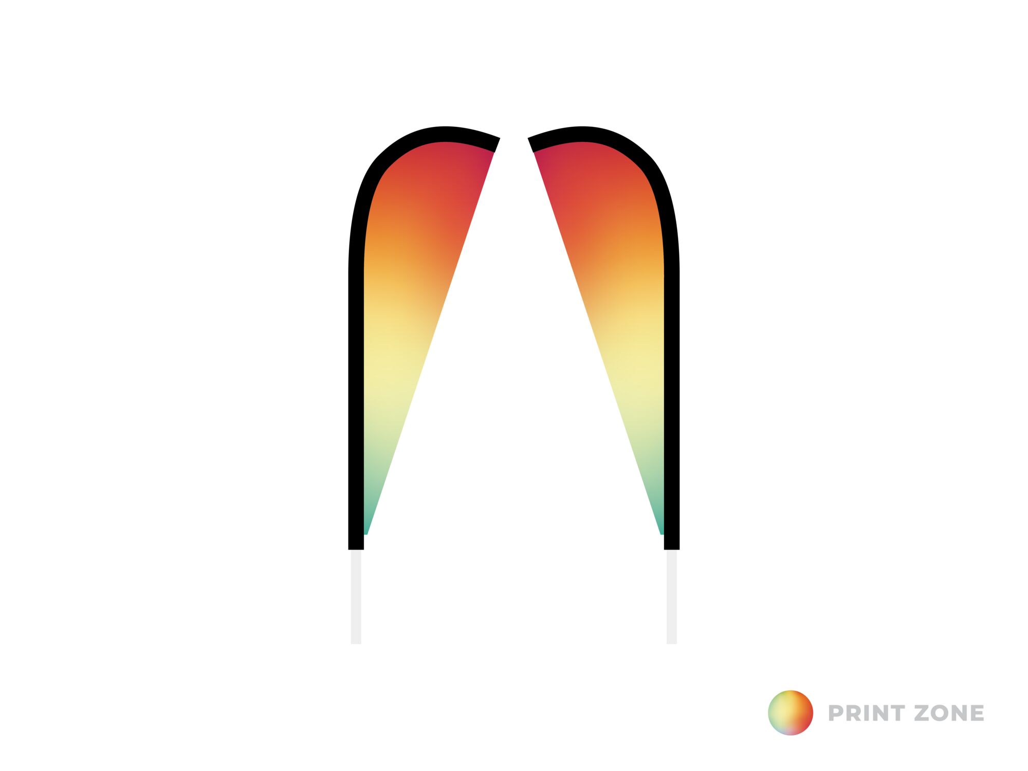 Beachflag Eclipse dubbelzijdig - medium bedrukt