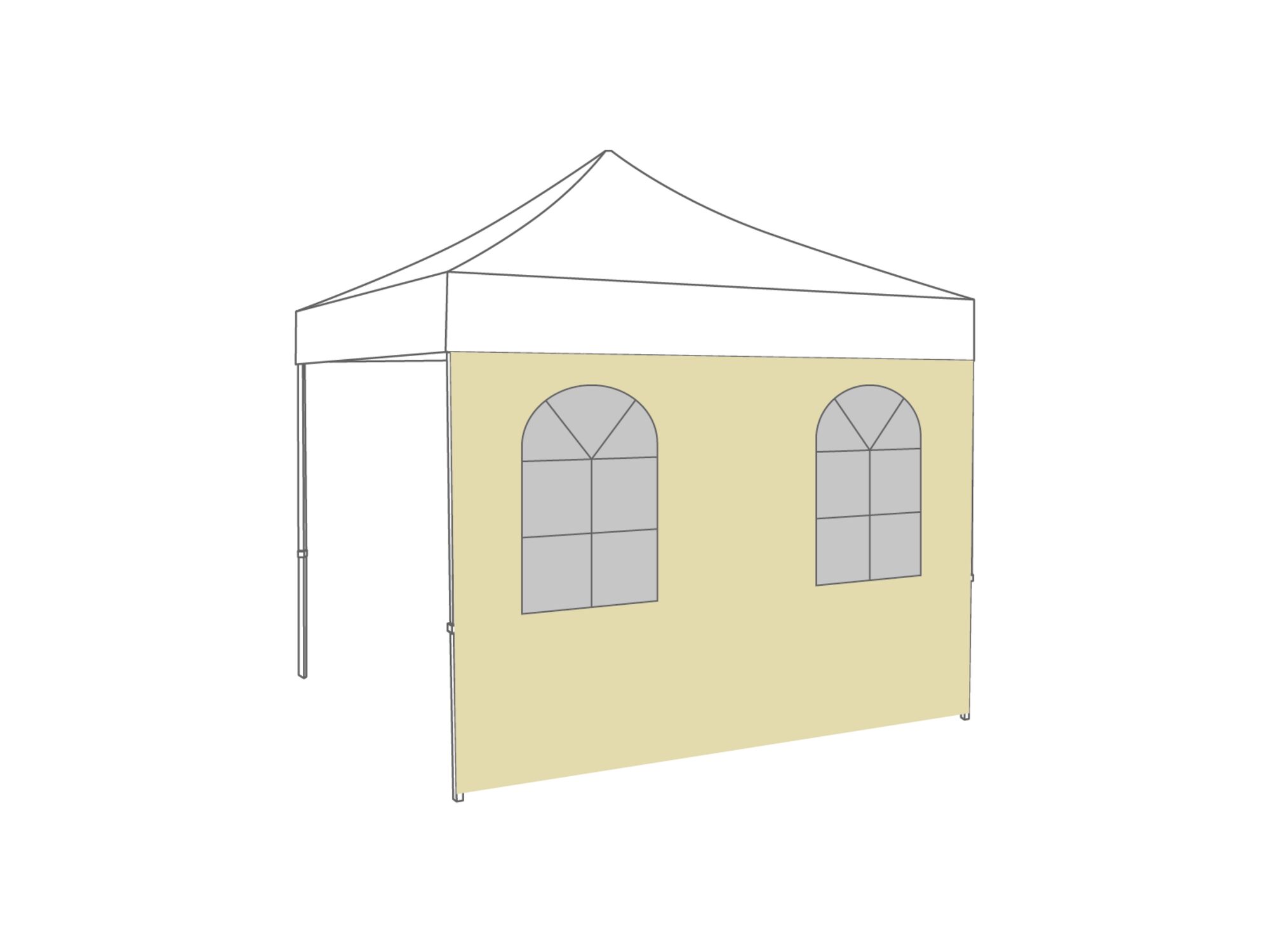 Folding tent Sidewall arched window - 4m - Polyester Cream
