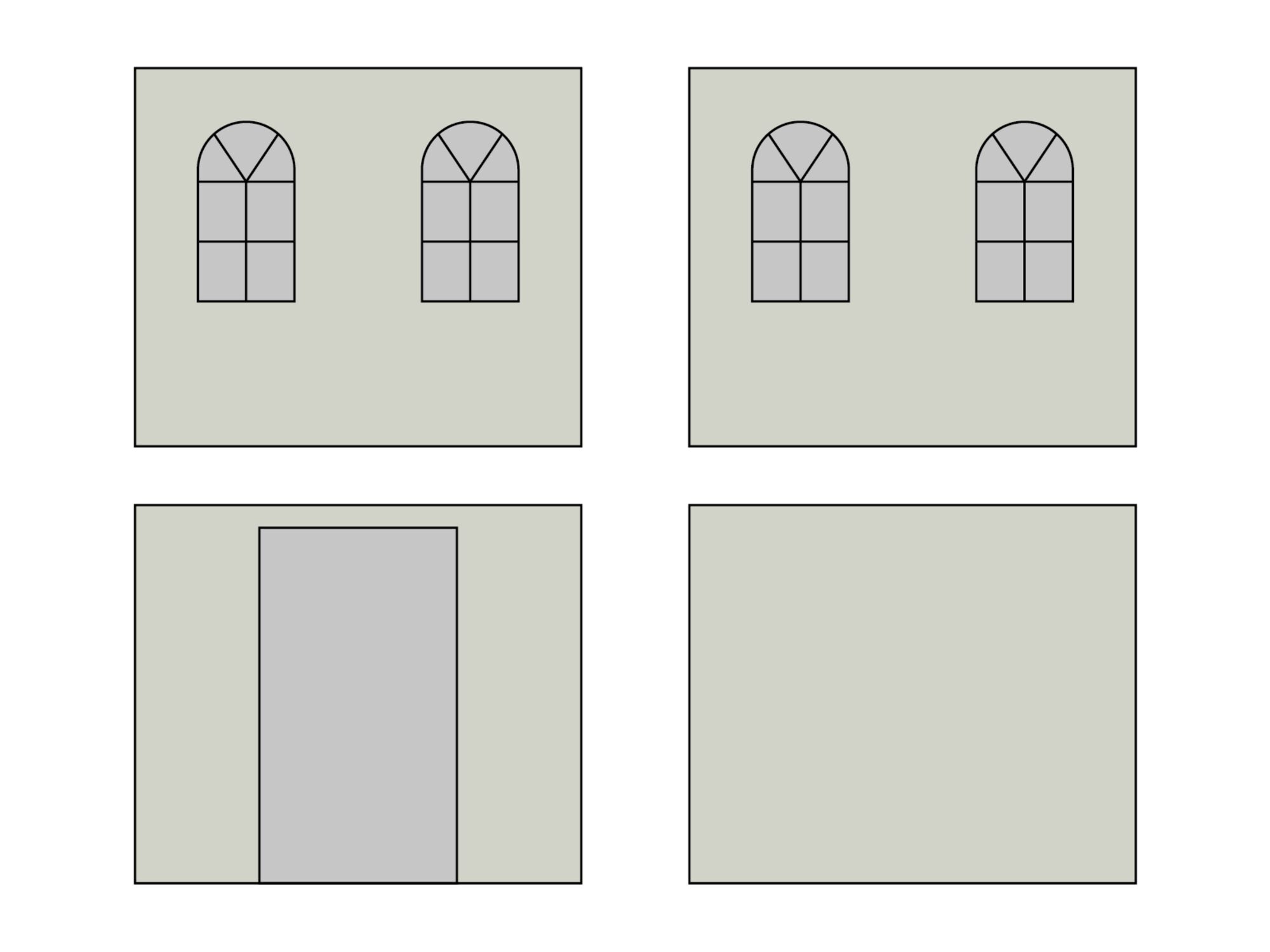 Faltpavillon Seitenwandset mit Tragetasche - Bogenfenster - 3 x 3 m - Polyester hellgrau