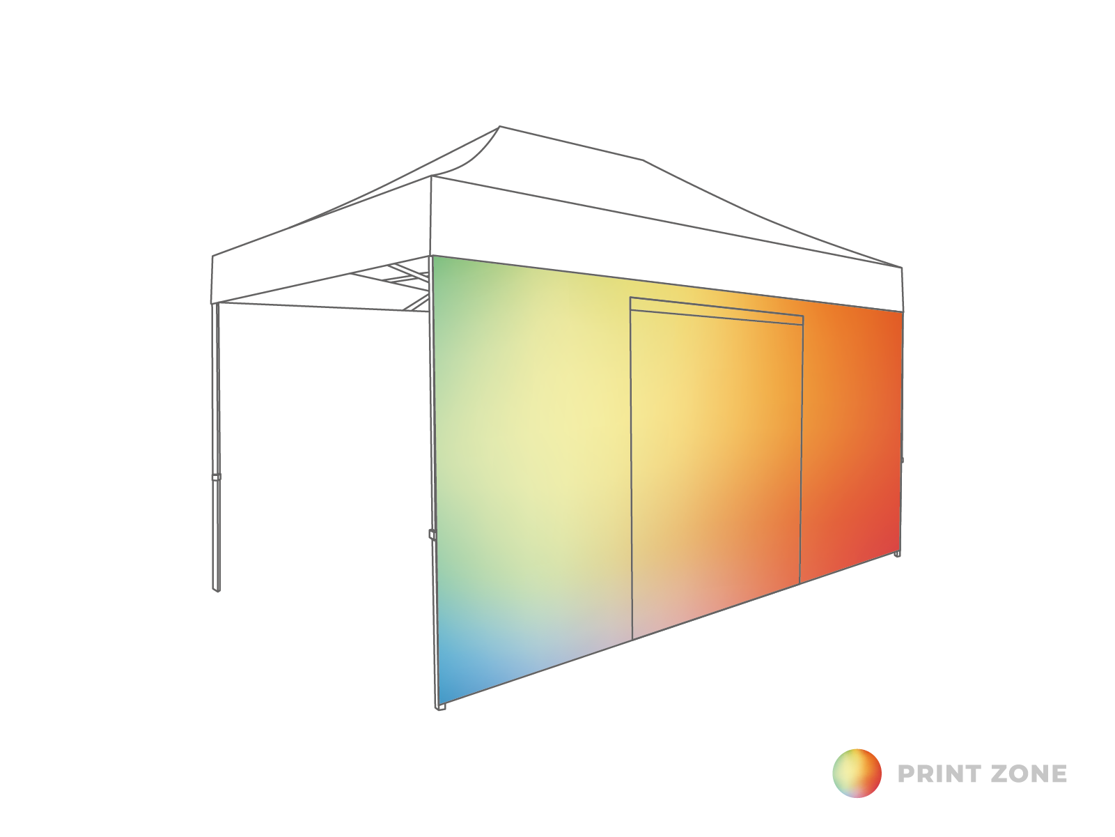 Folding tent Sidewall door - 4,5m - Polyester Print