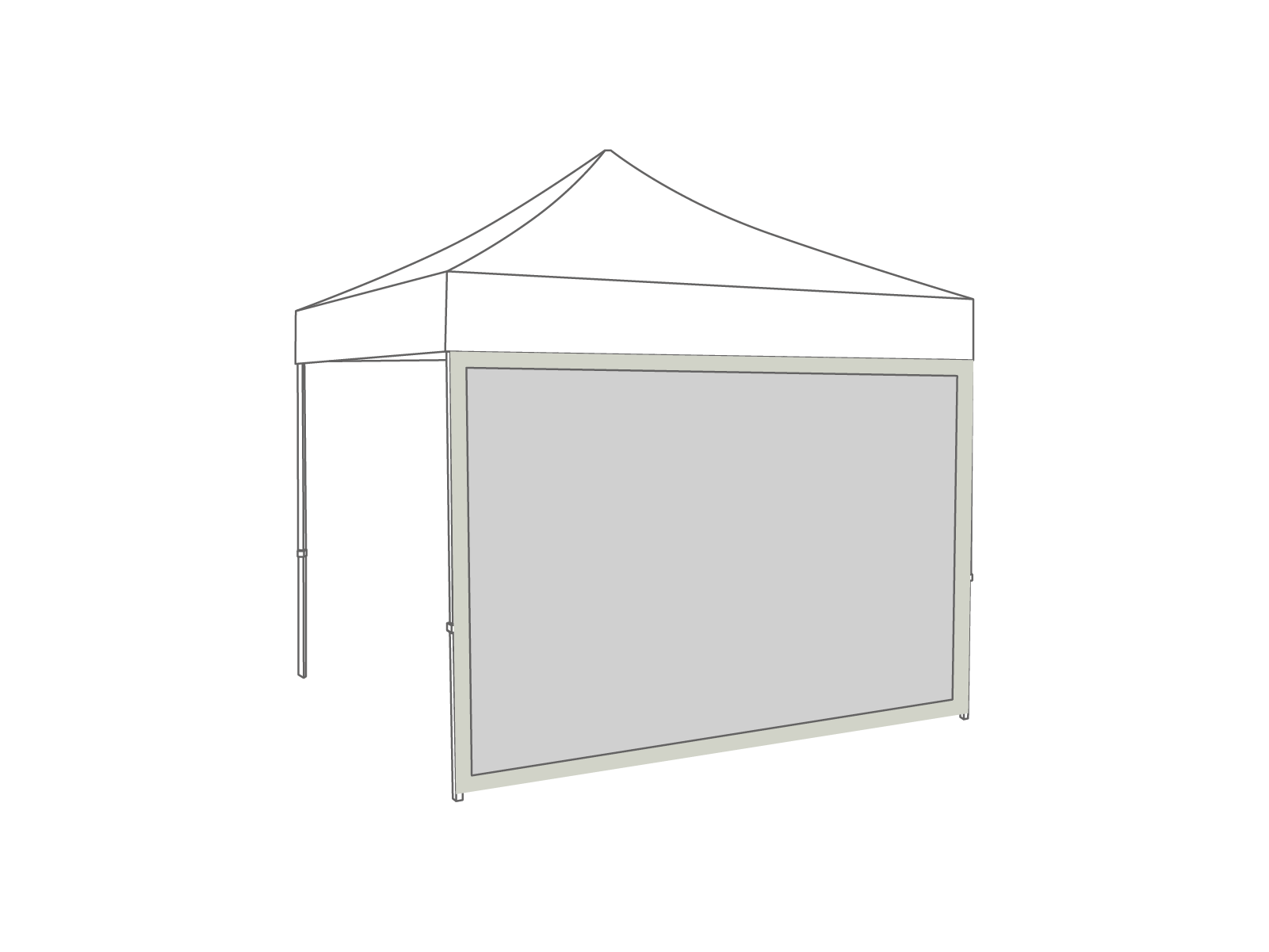 Folding tent Sidewall panoramic window - 3m - Polyester Light gray