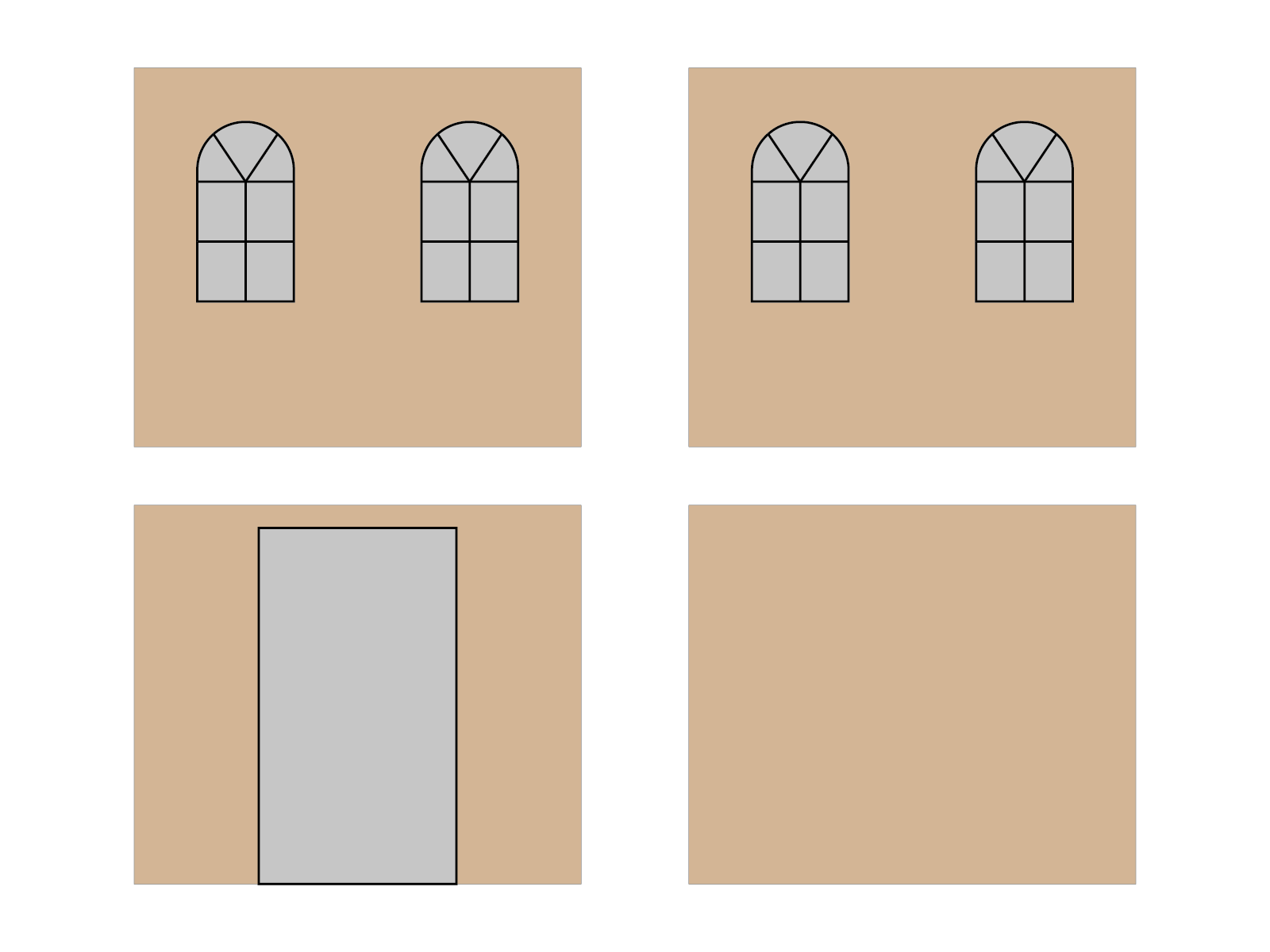 DON'TUSE-Faltpavillon Seitenwandset mit Tragetasche - Bogenfenster - 3x3 m - Polyester desert sand