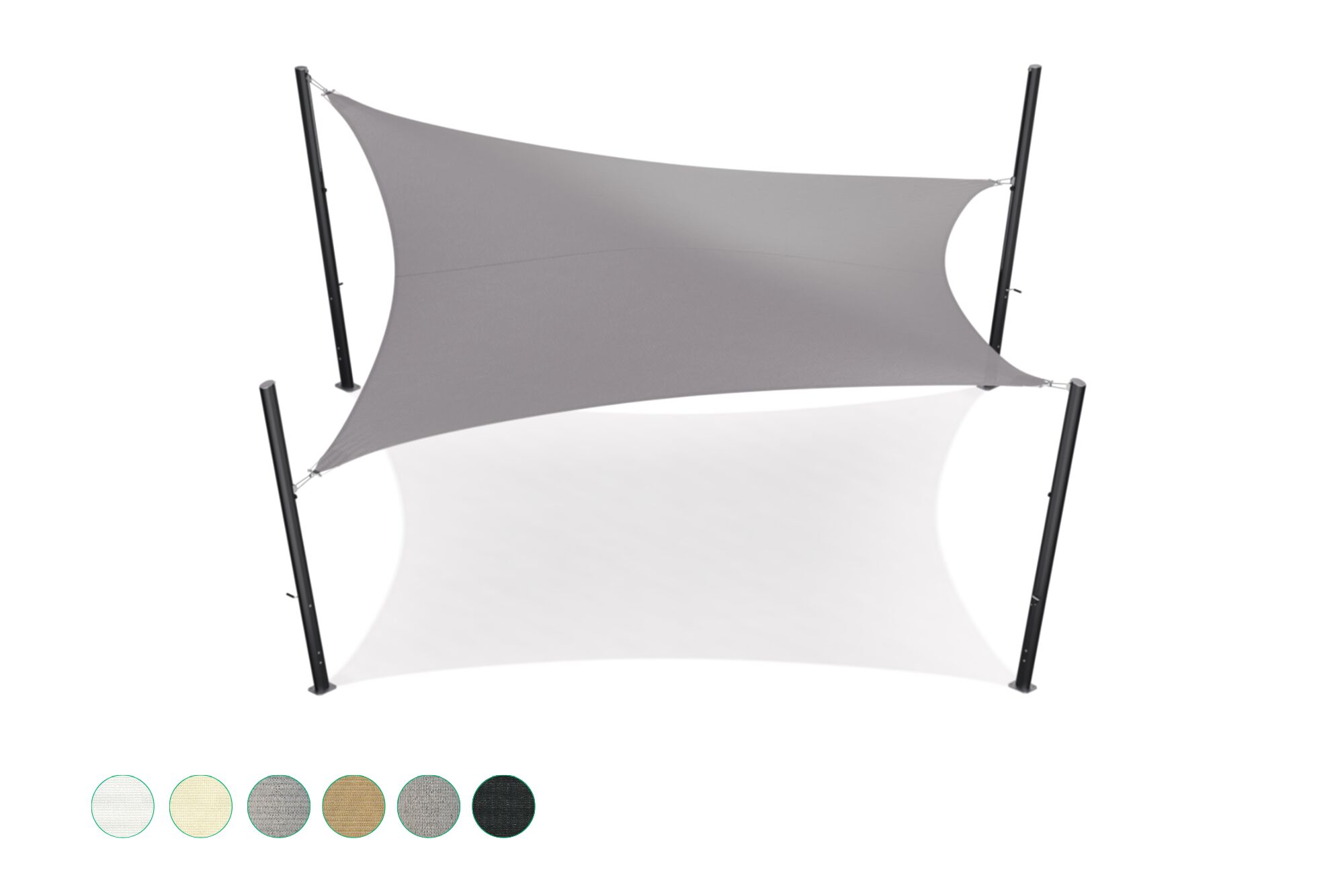 Shade sail - Square - 6 x 6 m -  Breathable - HDPE - Greige