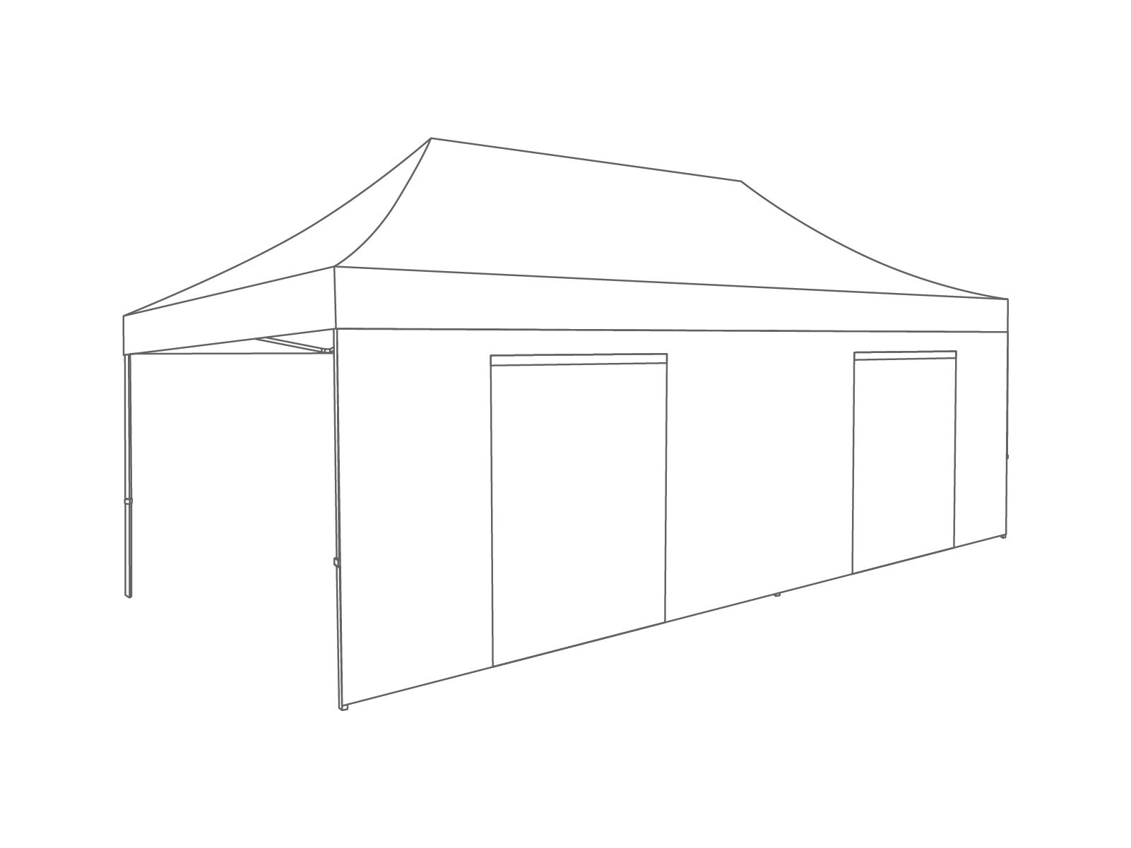 Folding tent Sidewall door - 6m - PVC (matt) White