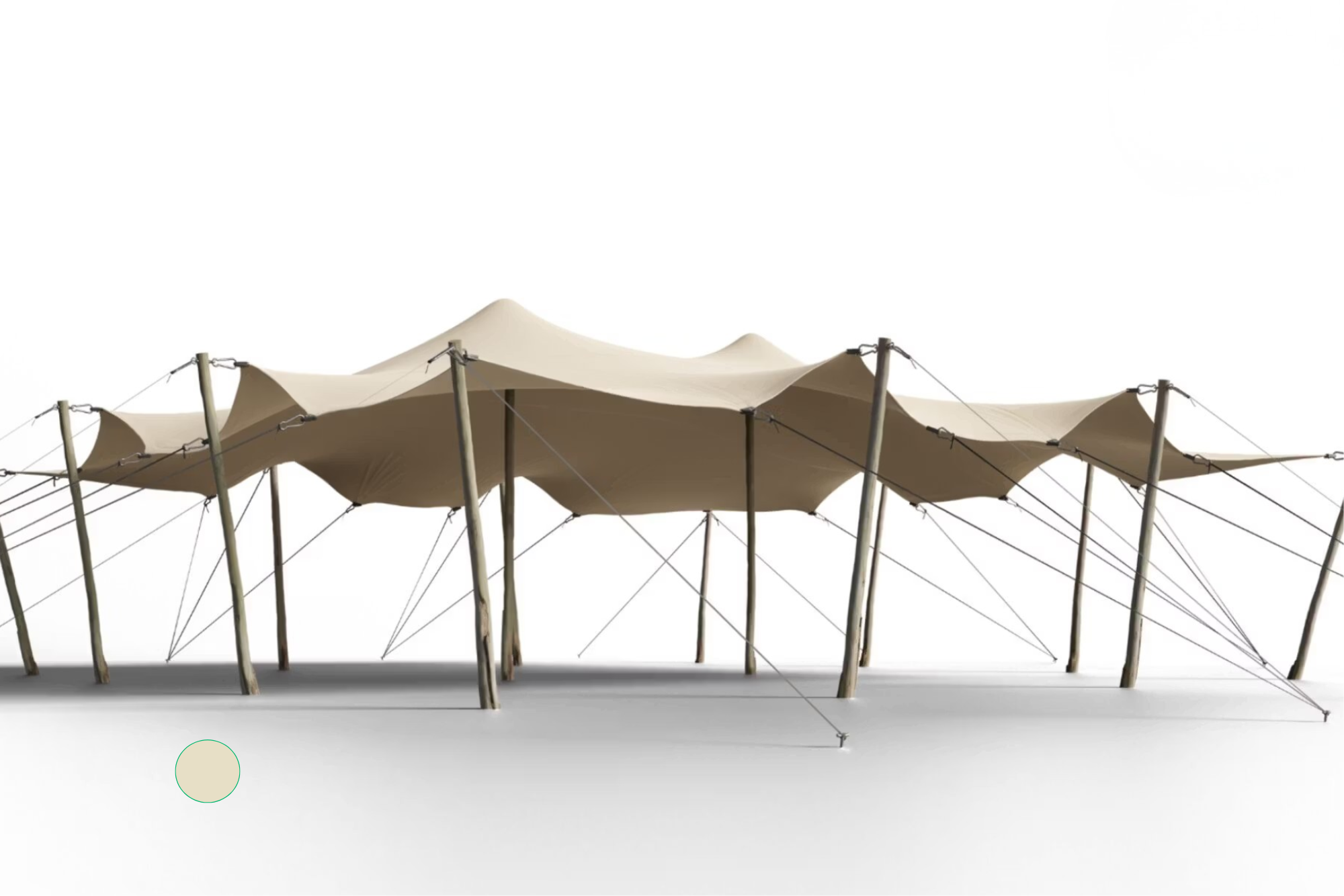 Hiflexx stretch tent canvas (740 g/m²) with clamps - 10 x 10,5 m Sand/Sand