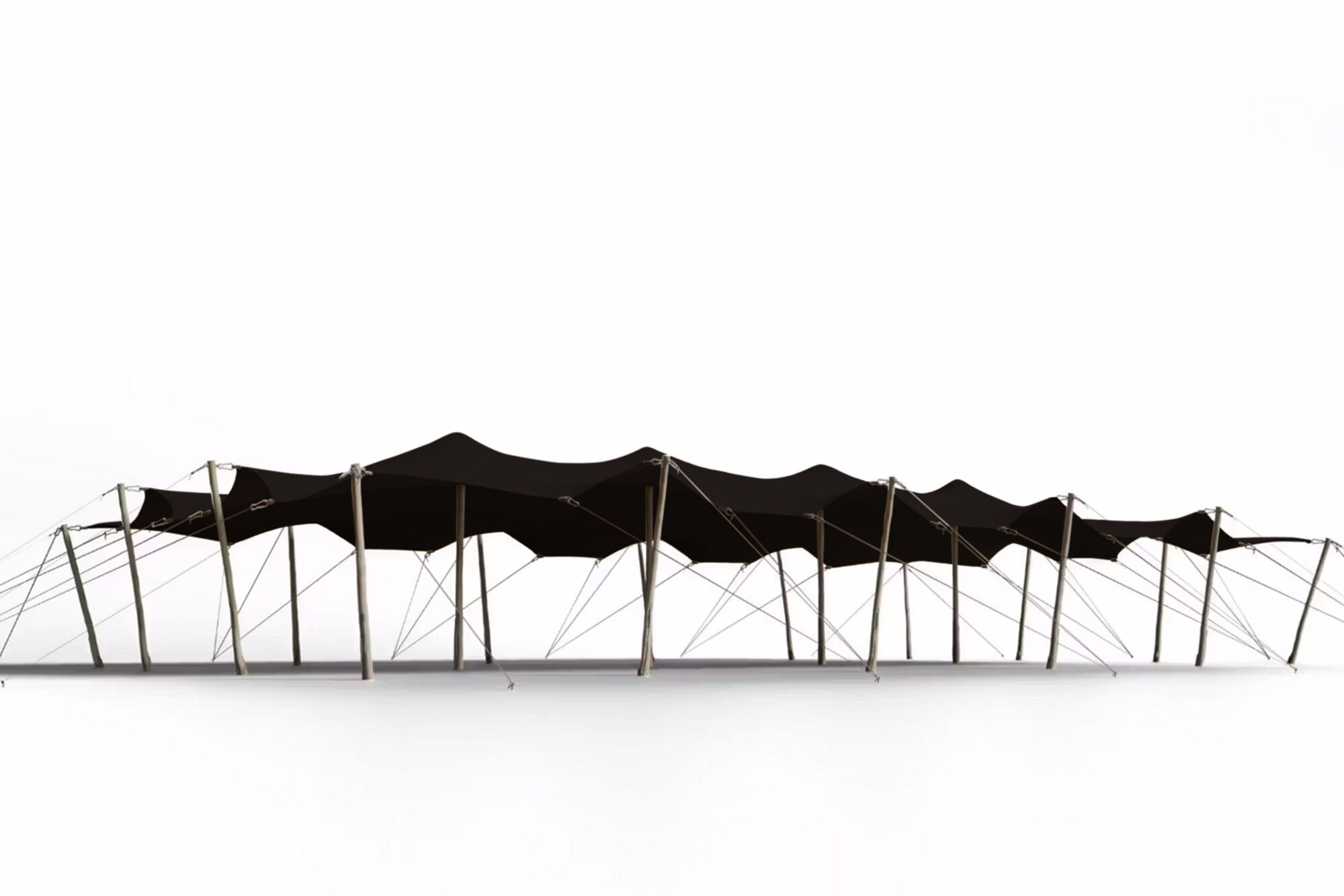 Triflexx stretch tent canvas (560 g/m²) with clamps - 10 x 21,5 m Black/Black