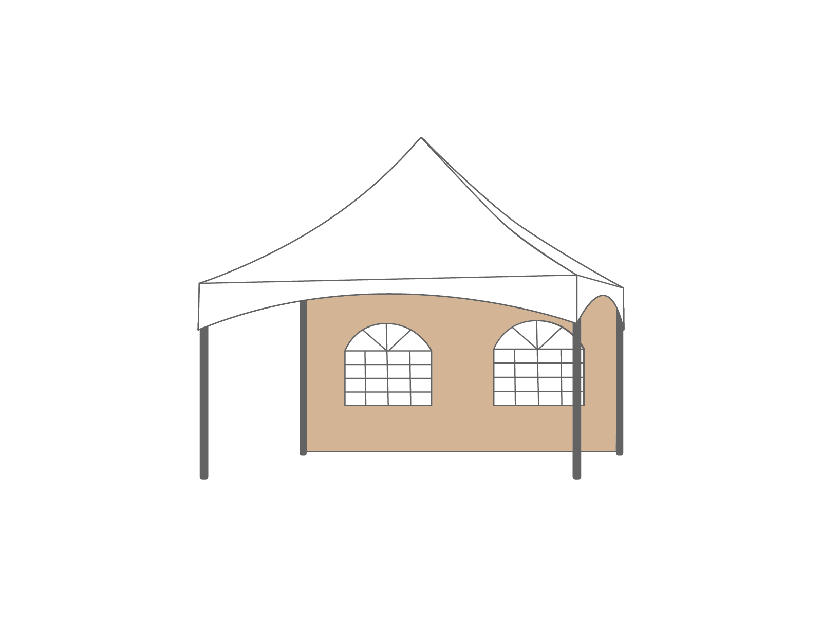 Pagoda tent keder sidewall window 4m Sand