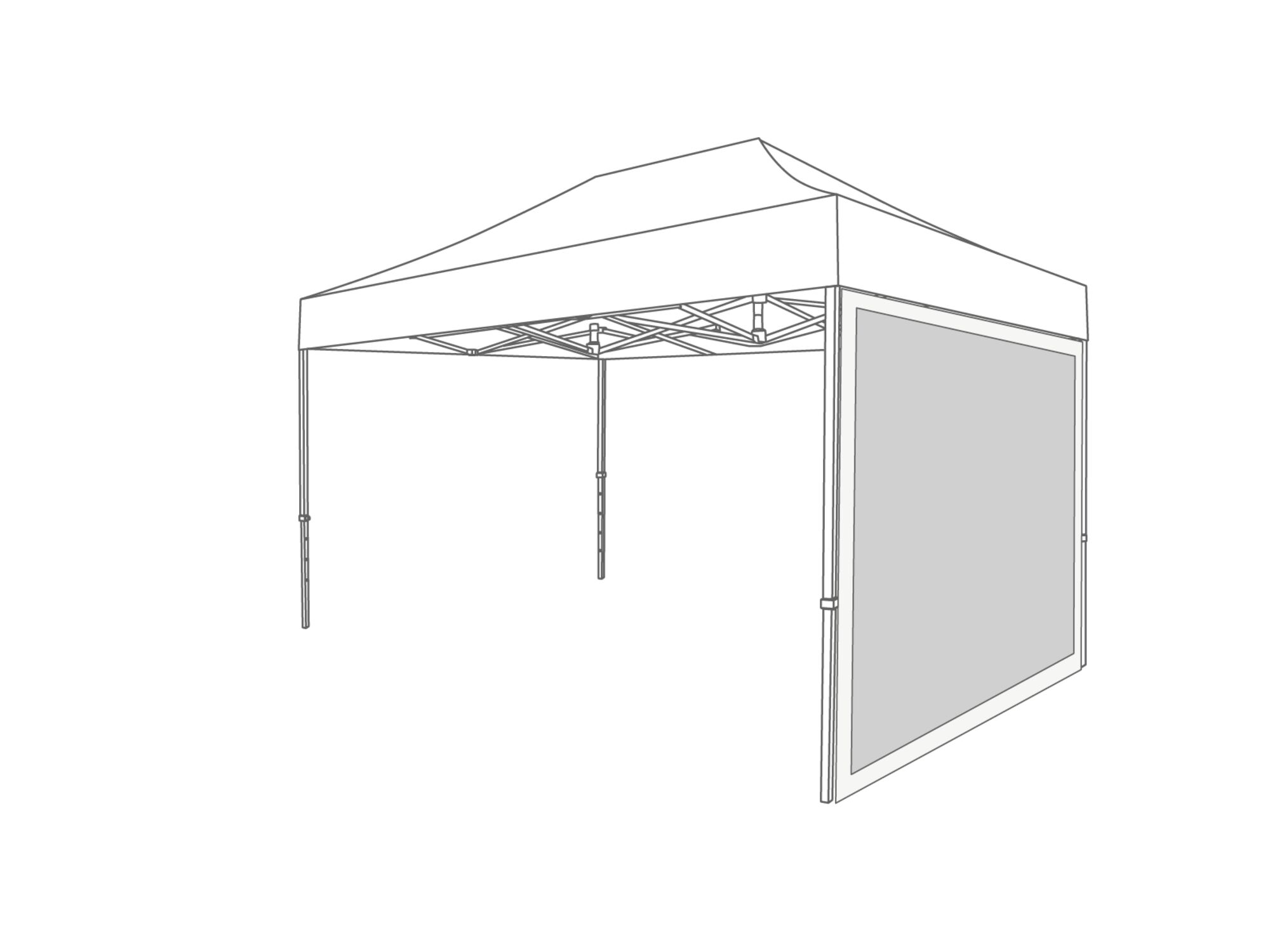 Faltpavillon Seitenwand Panoramafenster - 2 m - Polyester Weiß