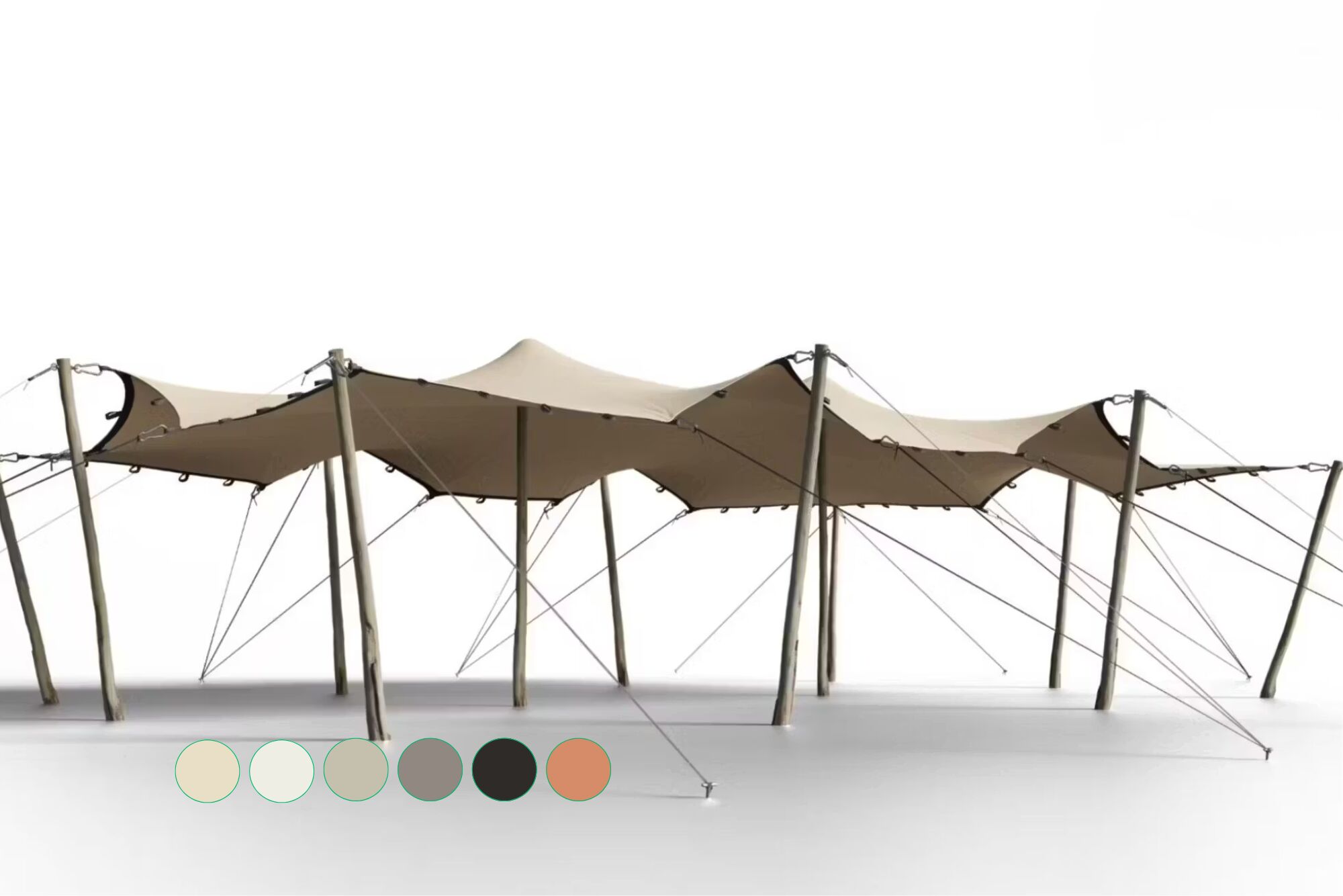 Hiflexx stretchtent zeil (740 g/m²) met lussen - 6,5 x 10 m Zand/Zand