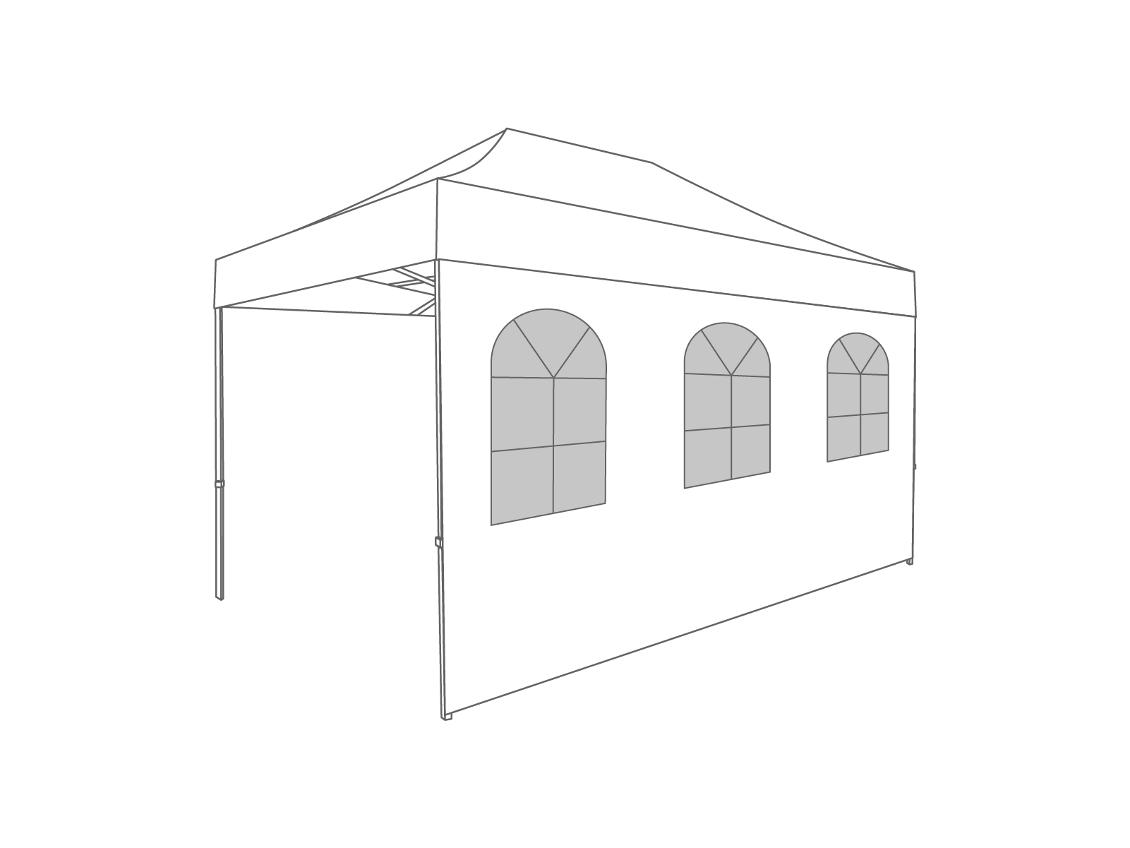 Folding tent Sidewall arched window - 4,5m - Polyester White