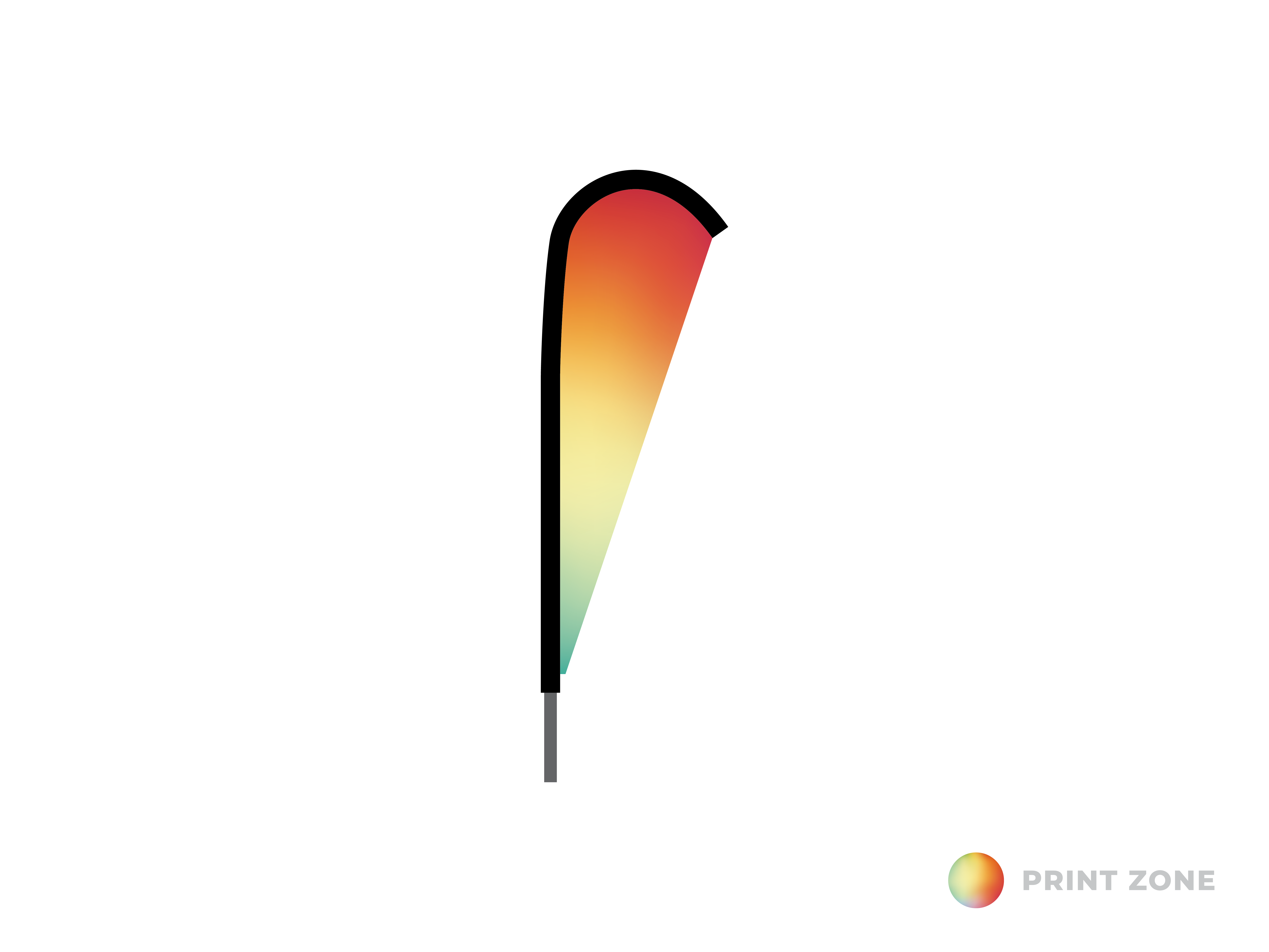 Teardrop flag single with pole and carry bag - medium Print