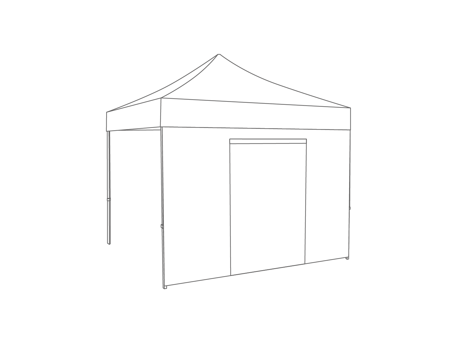 Pared lateral con puerta - 4m - PVC blanco