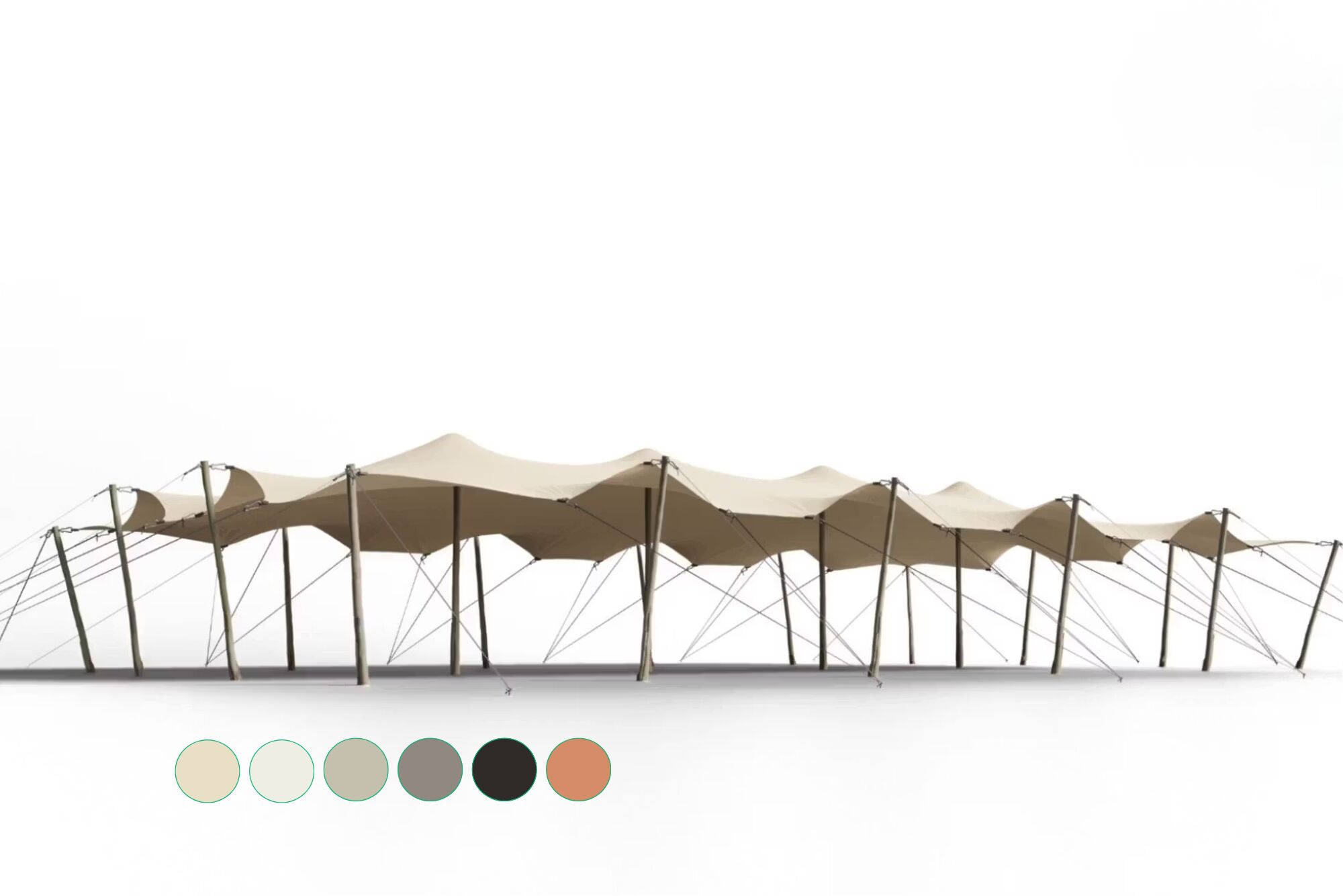 Hiflexx stretchtent zeil (740 g/m²) met klemmen - 10 x 21,5 m Zand/Zand