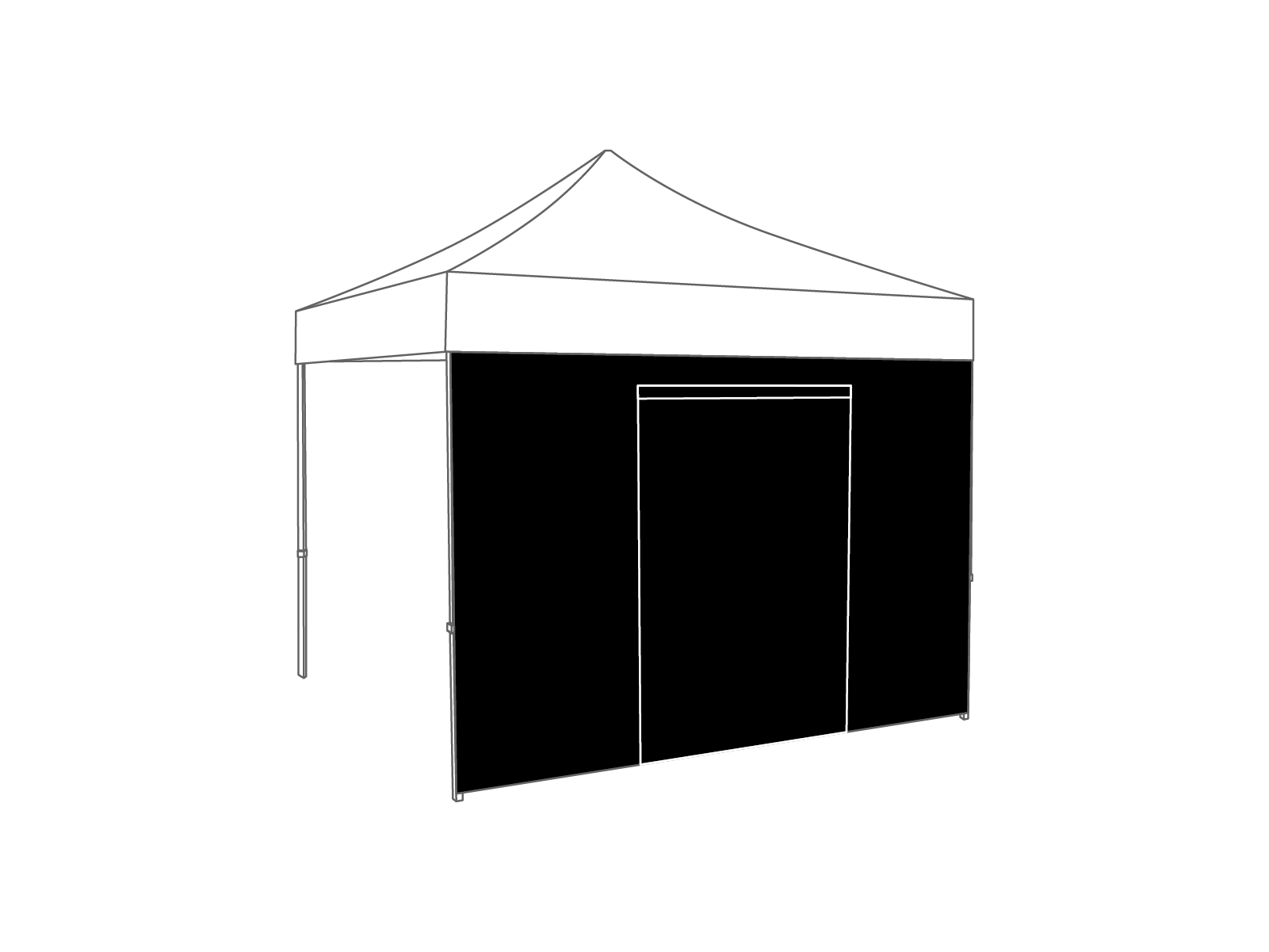 Pared lateral con puerta - 4m - PVC negro