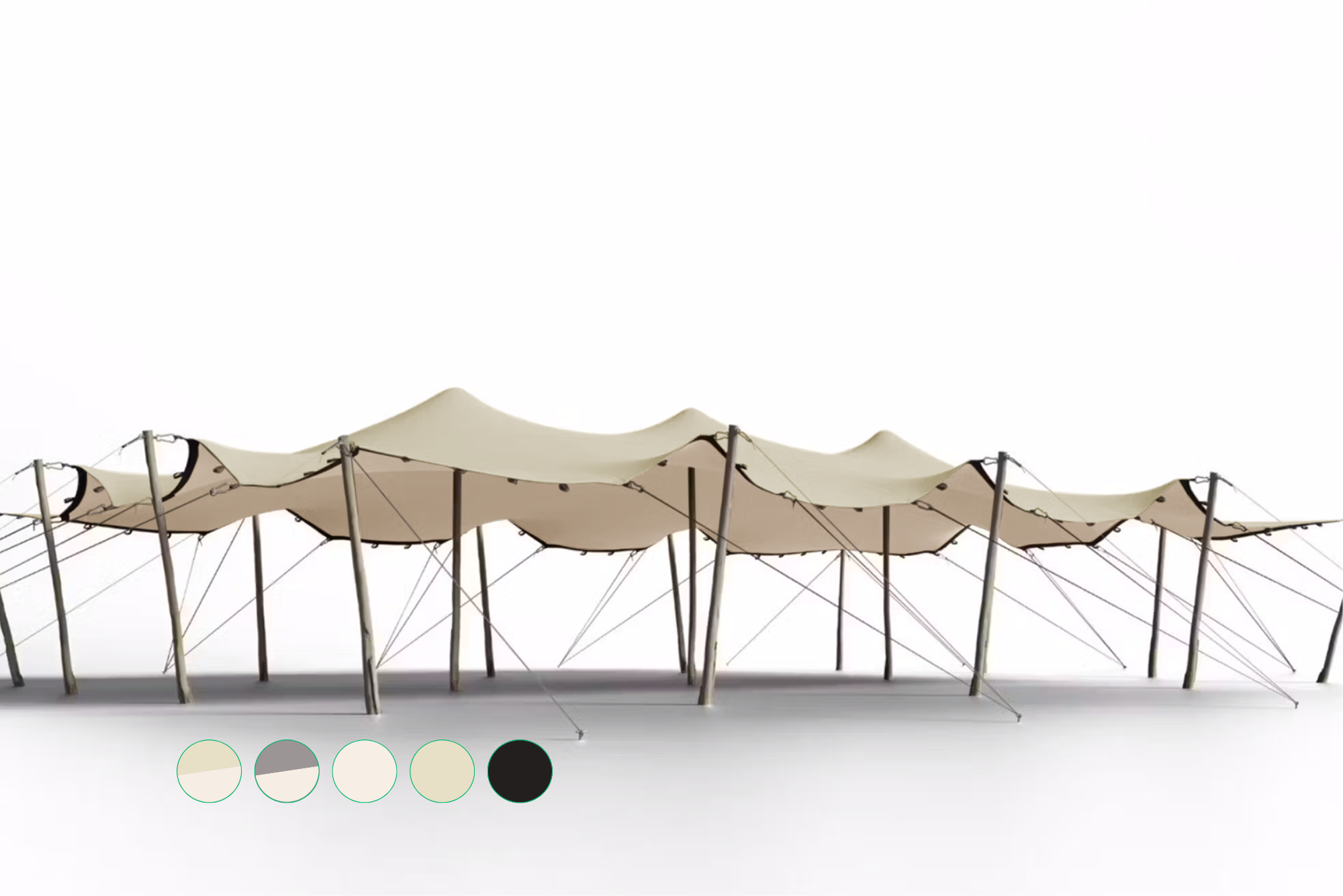 Triflexx Stretchzelt Plane (560 g/m²) mit Schleifen - 10 x 15 m Sand/Creme