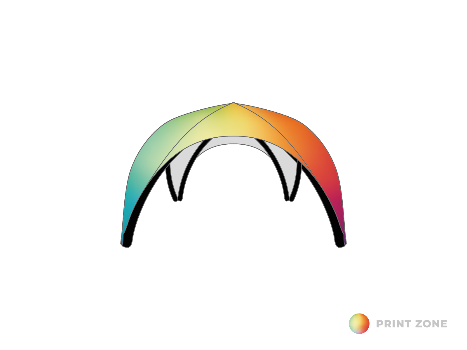 Inflatable tent Zodiac - 4x4m - Black frame - Print roof