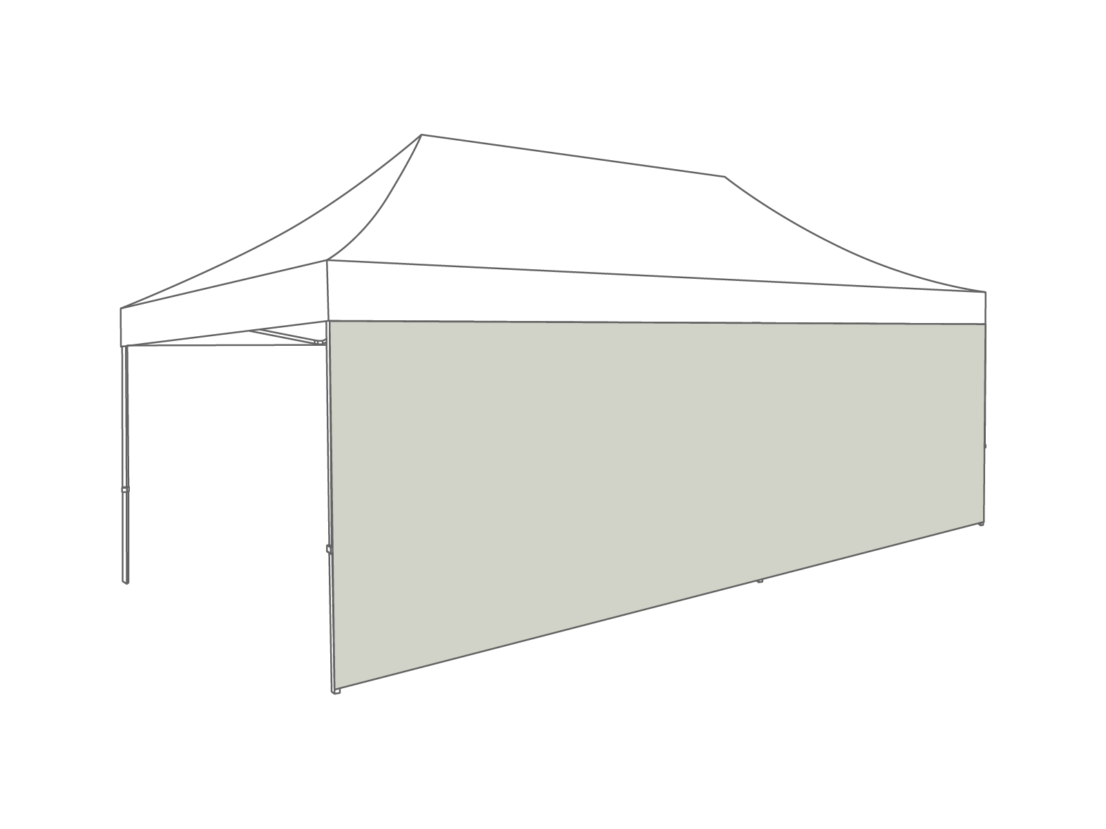 Folding tent Sidewall closed - 6m - Polyester (for 3x6) Light gray