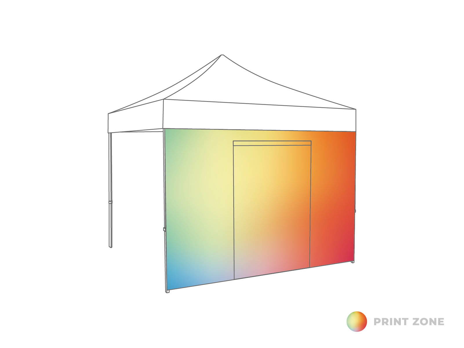 Pared lateral con puerta - 4m - PVC (para 2x4) impreso