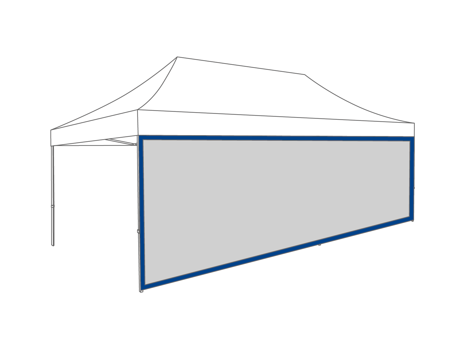 Folding tent Sidewall panoramic window - 6m - Polyester (for 4x6) Light blue