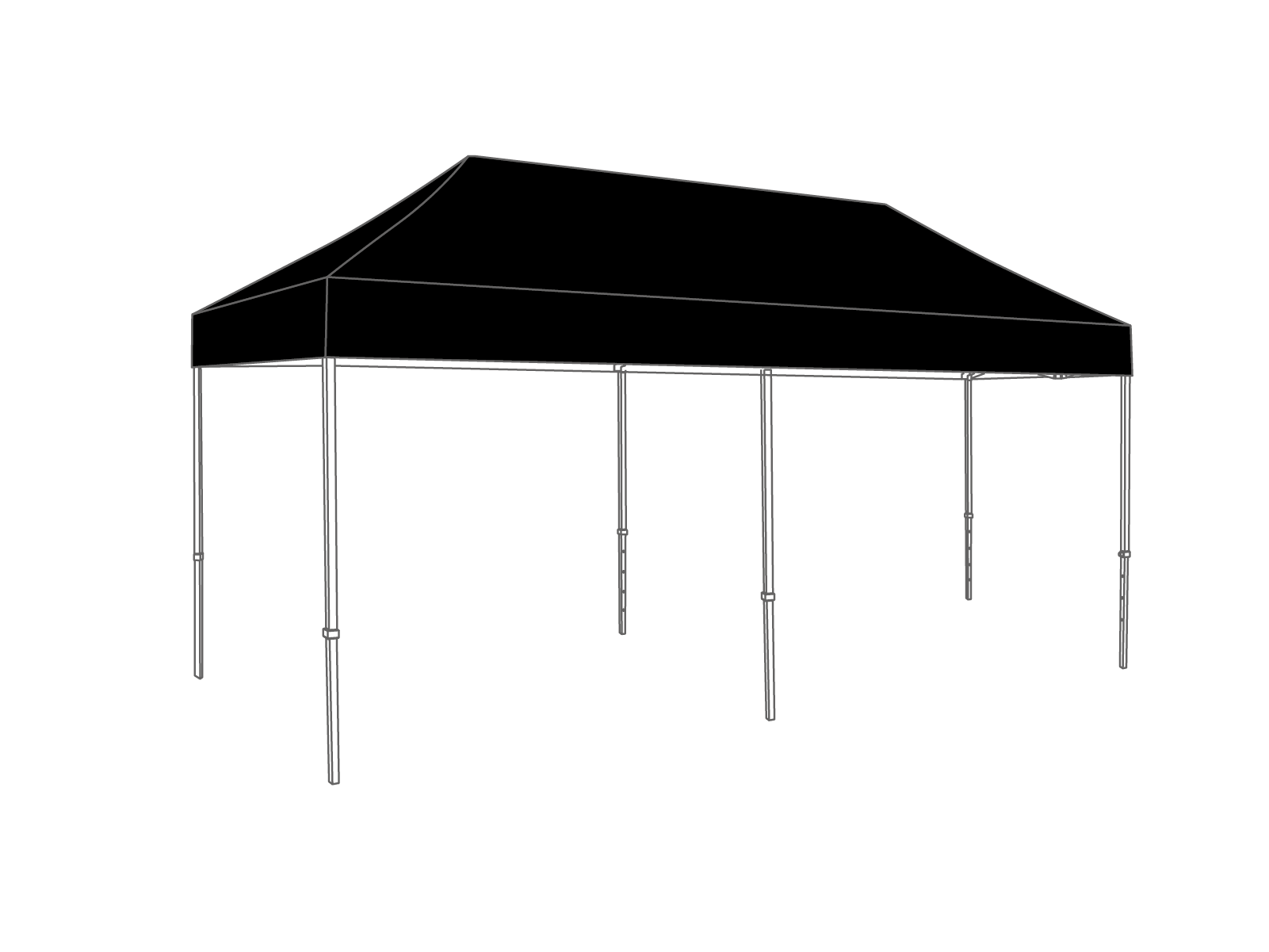 Folding tent Roof - 2,5x5m - PVC (matt) Black