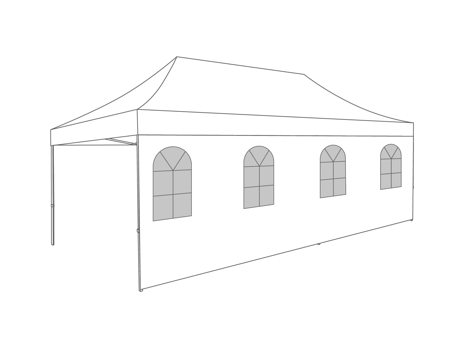 Folding tent Sidewall arched window - 6m - Polyester (for 3x6) White