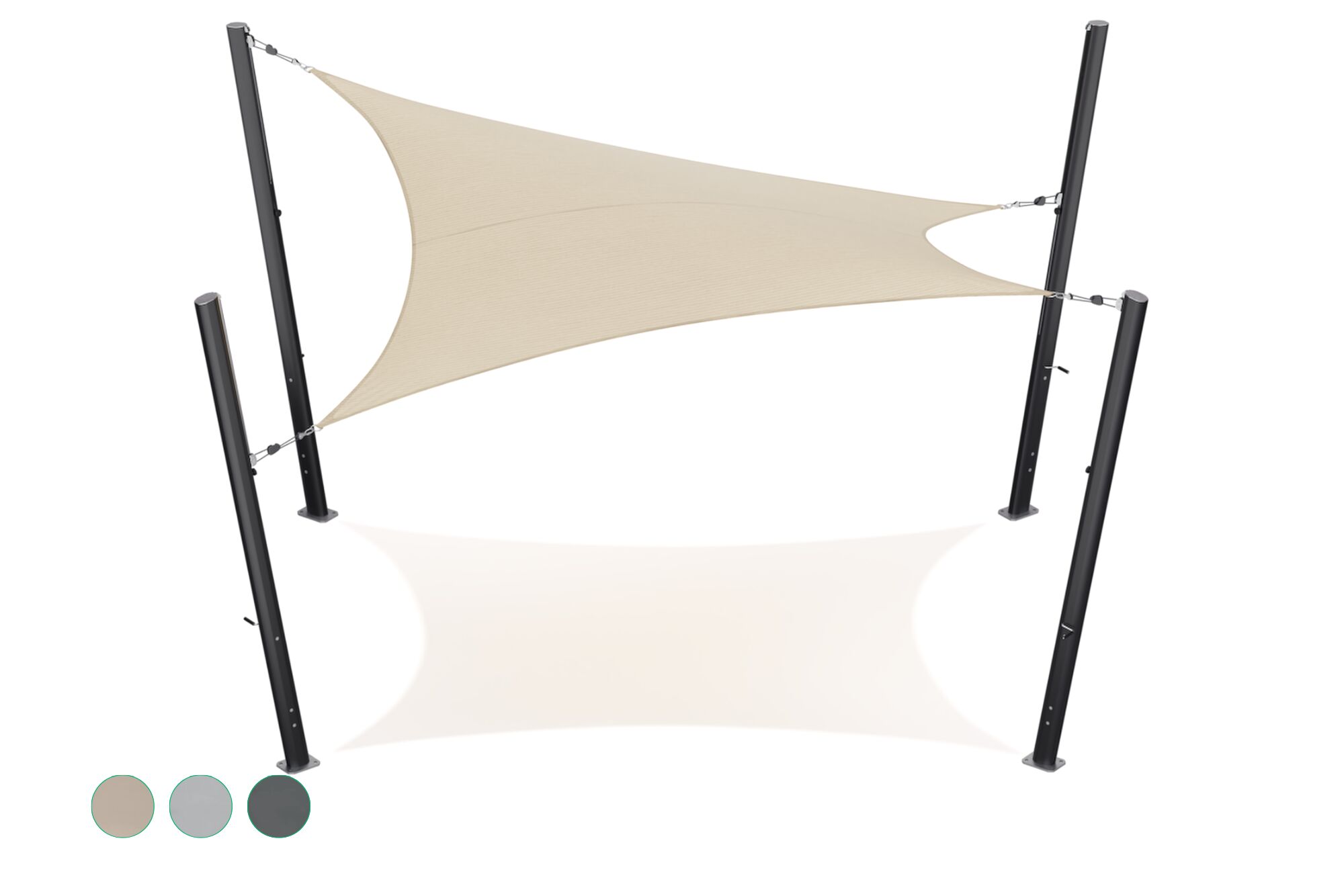 Schaduwdoek - rechthoekig - 3 x 4 m - Waterdicht - Olefin - Desert Sand