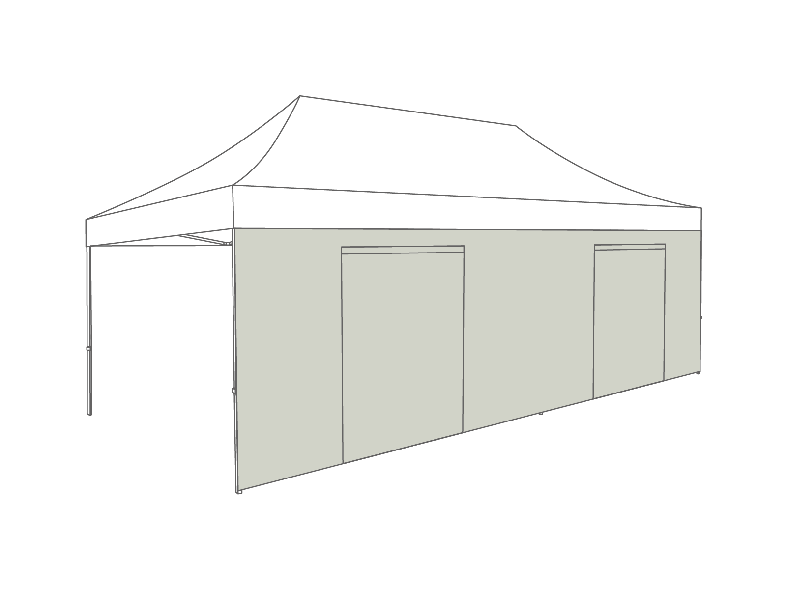 Folding tent Sidewall door - 6m - Polyester (for 3x6) Light gray