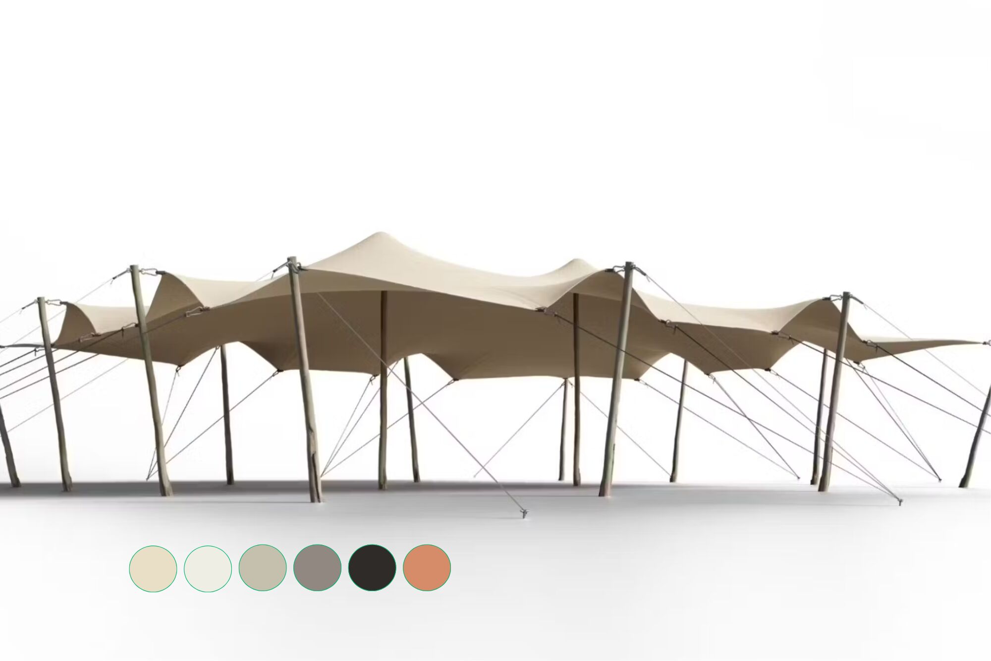 Hiflexx stretchtent zeil (740 g/m²) met klemmen - 10 x 12,5 m Zand/Zand