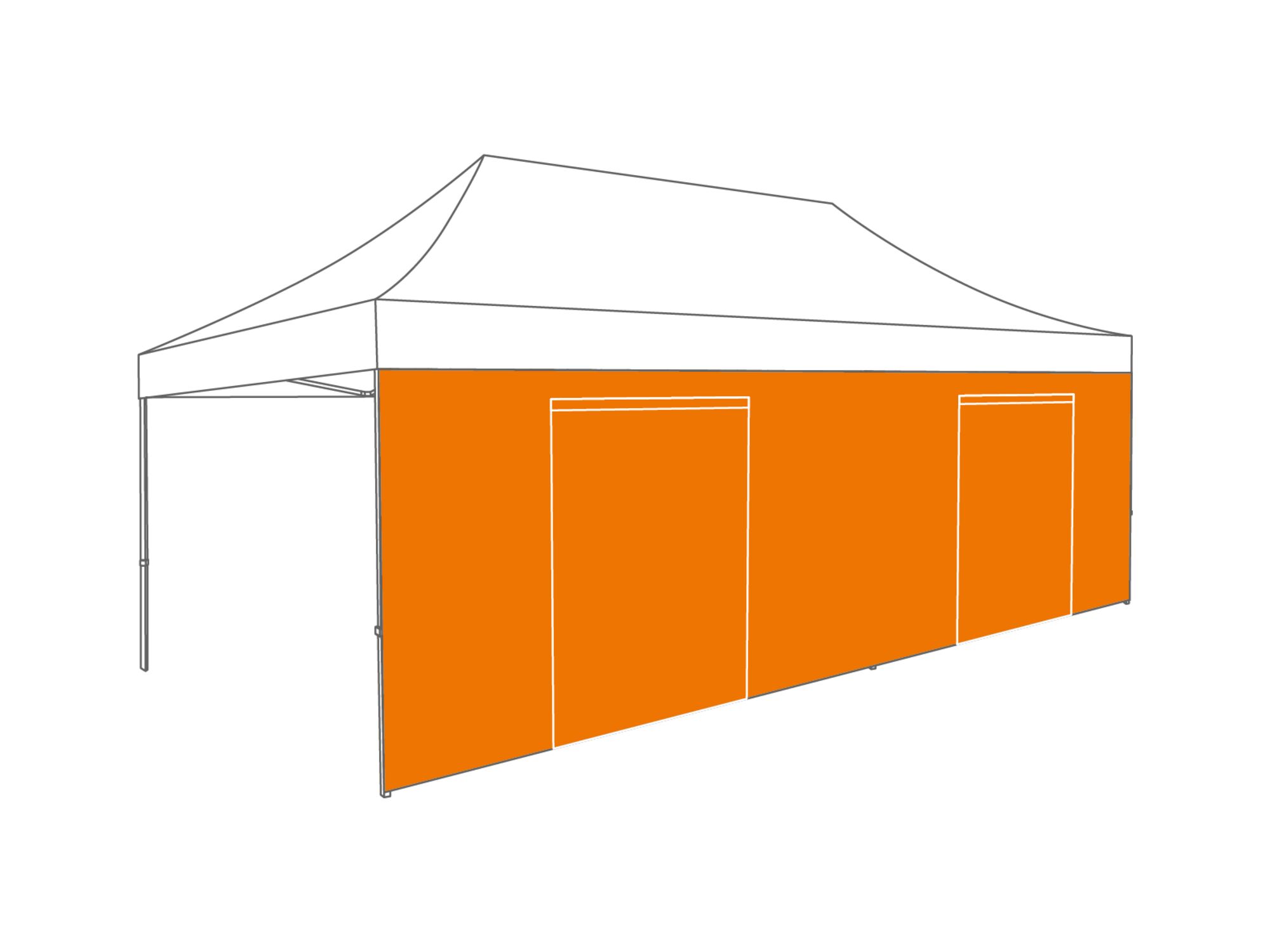 Folding tent Sidewall door - 6m - Polyester (for 3x6) Orange