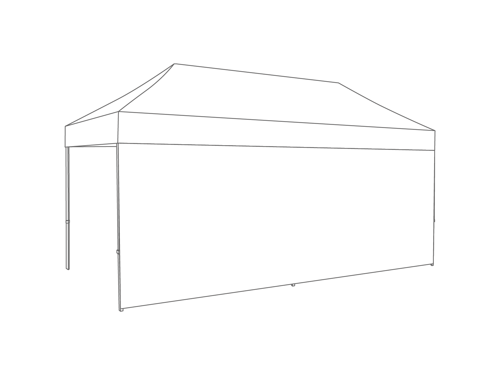 Pared lateral cerrada - 5m - PVC blanco