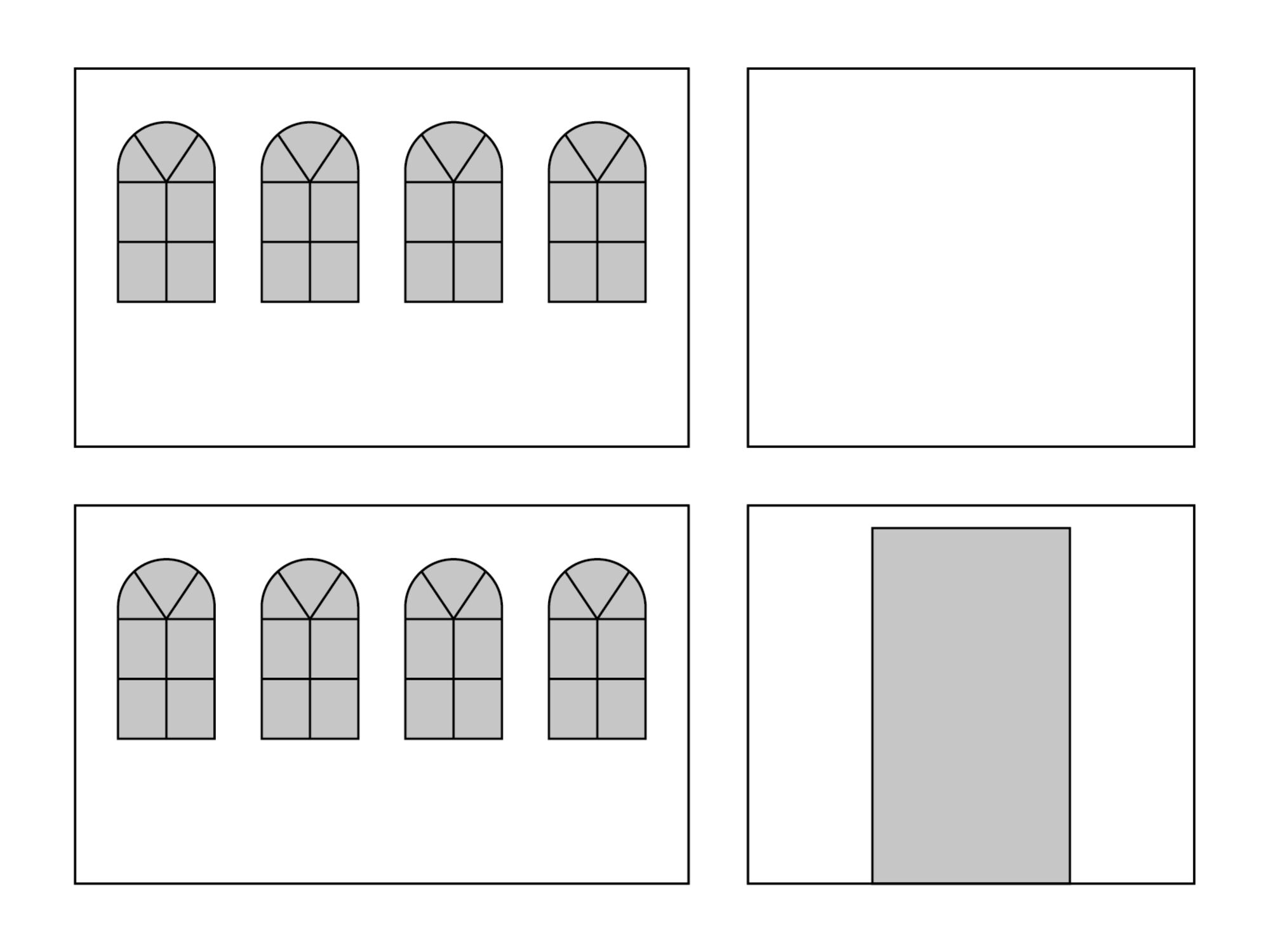 Kit de parois latérales avec sac de transport - Fenêtres en arche - 4x6m - blanc